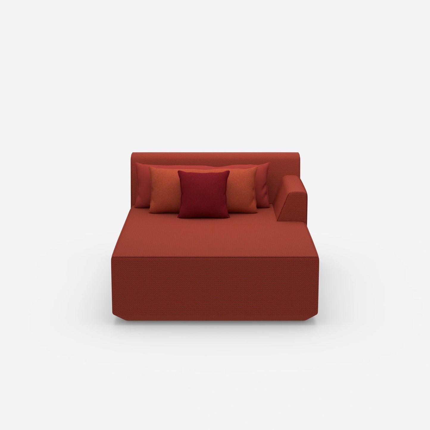 Red recamiere 120 cm wide from the front