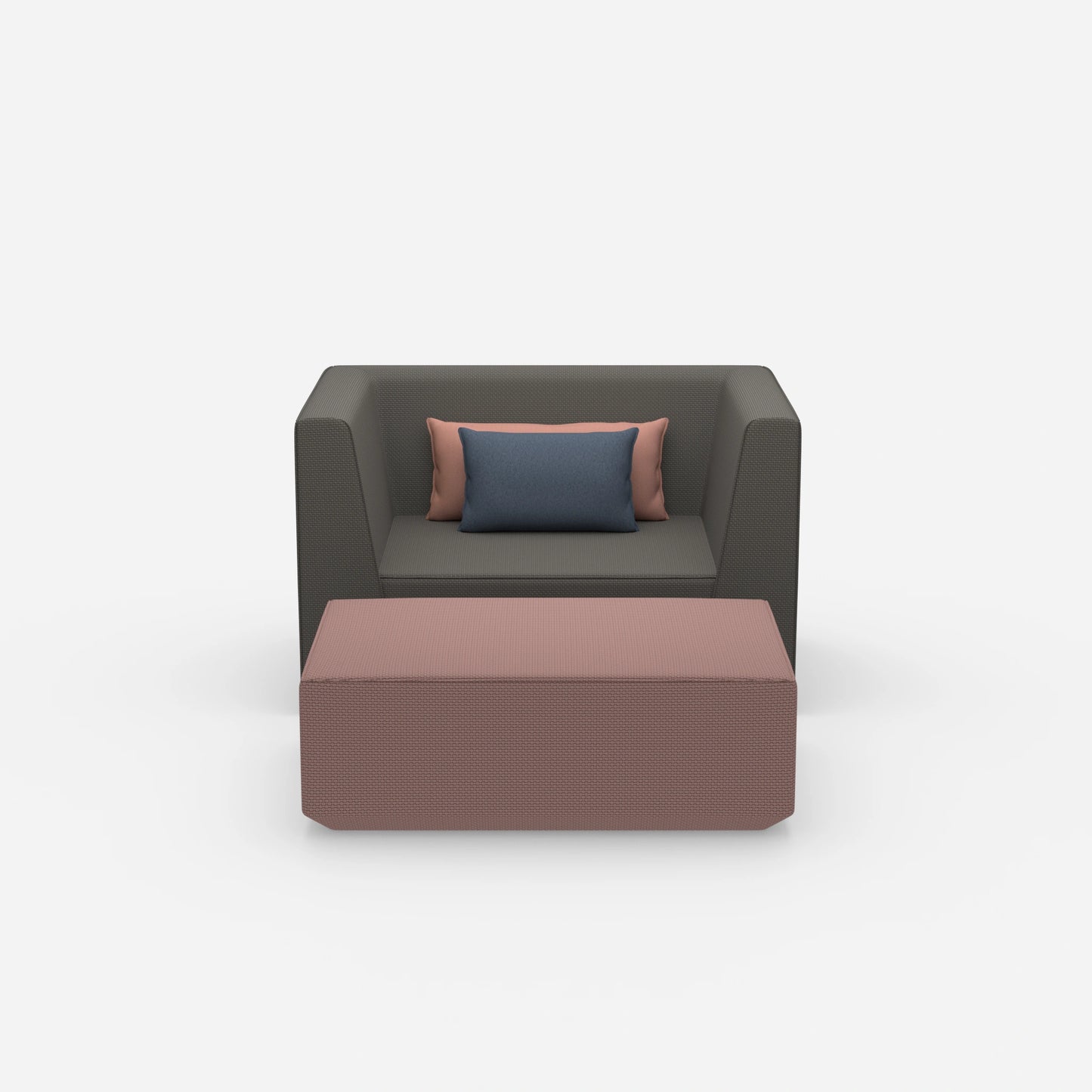 Armchair with flexible footrest from the front