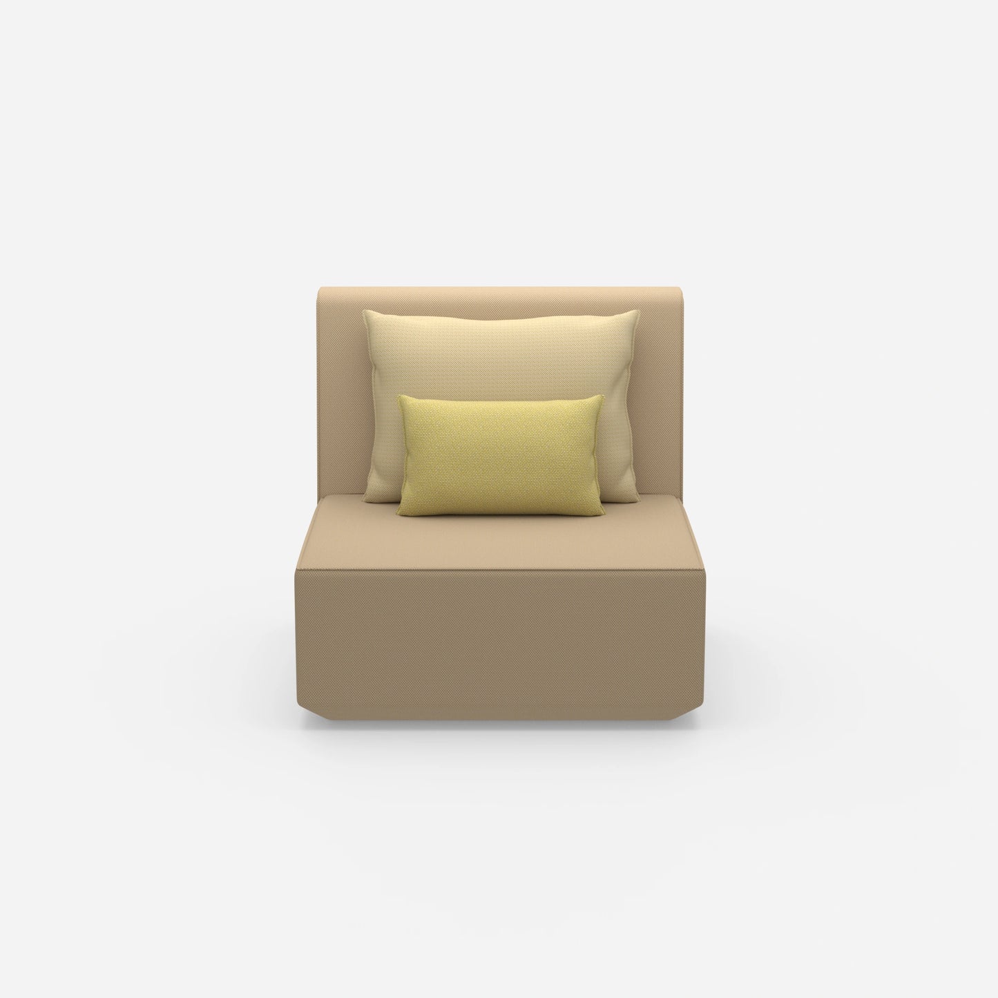 Armchair with high backrest from the front