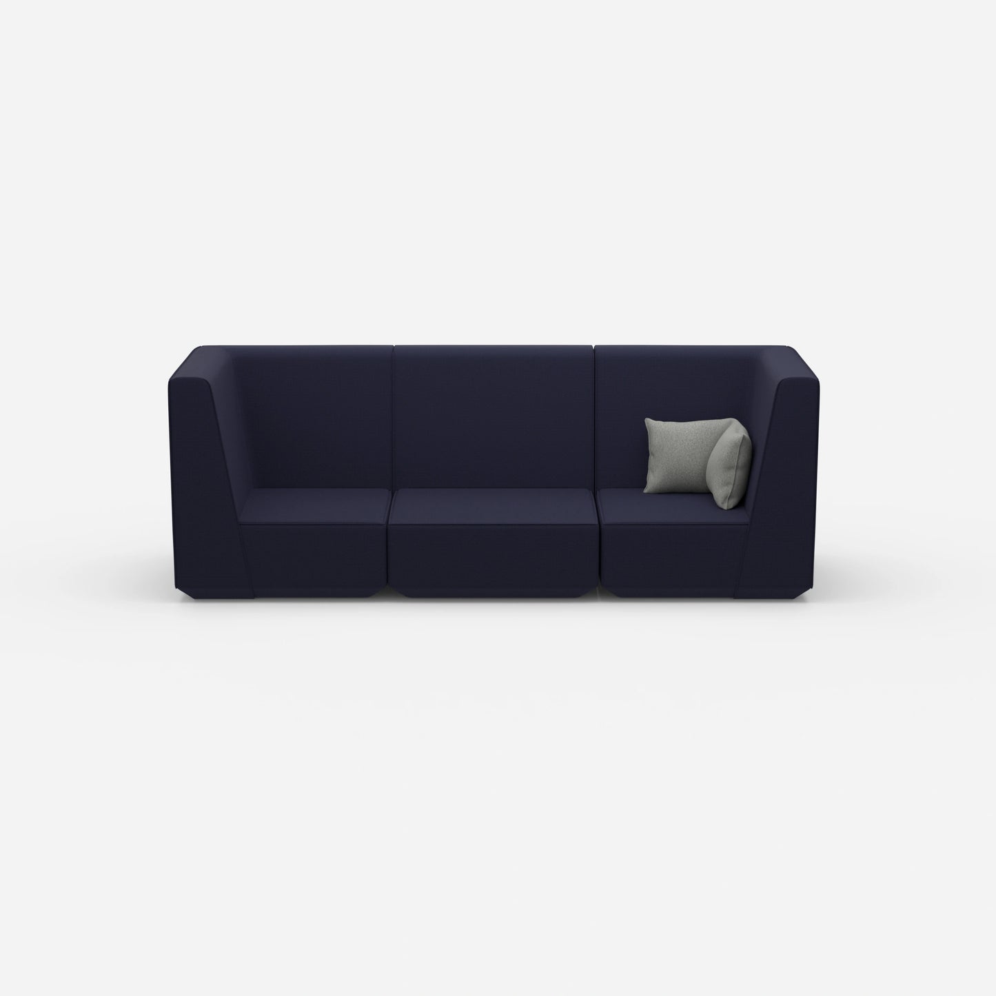Blue sofa for 3 people from the front