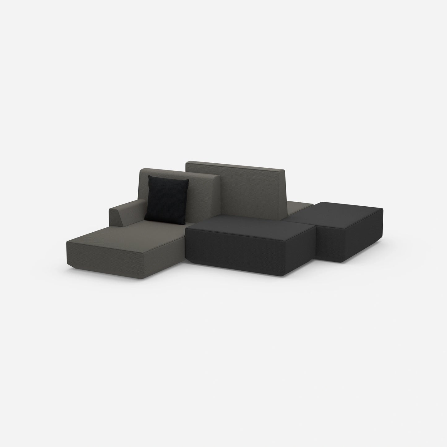 Sofa island for open-plan offices from the side