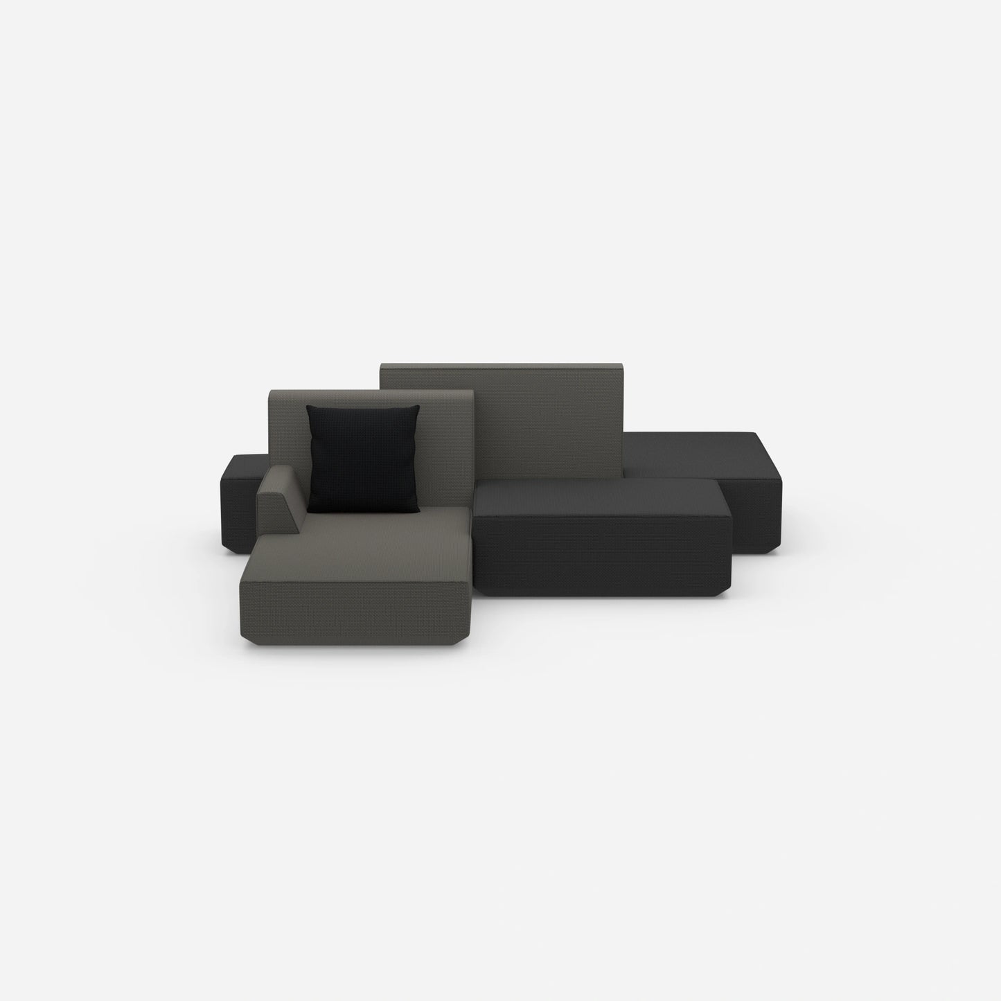 Sofa island for open-plan offices from the front