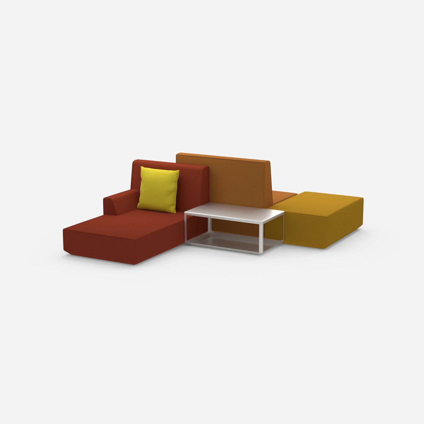 Sofa island for open-plan offices from the side