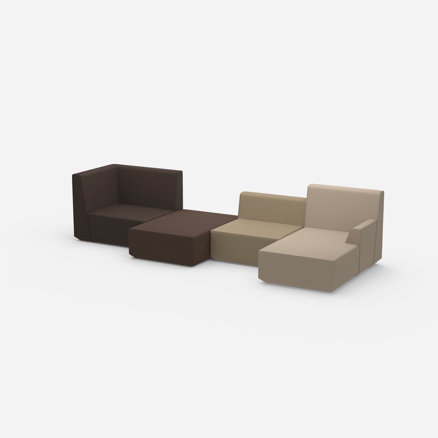 Sofa landscape in brown tones from the side