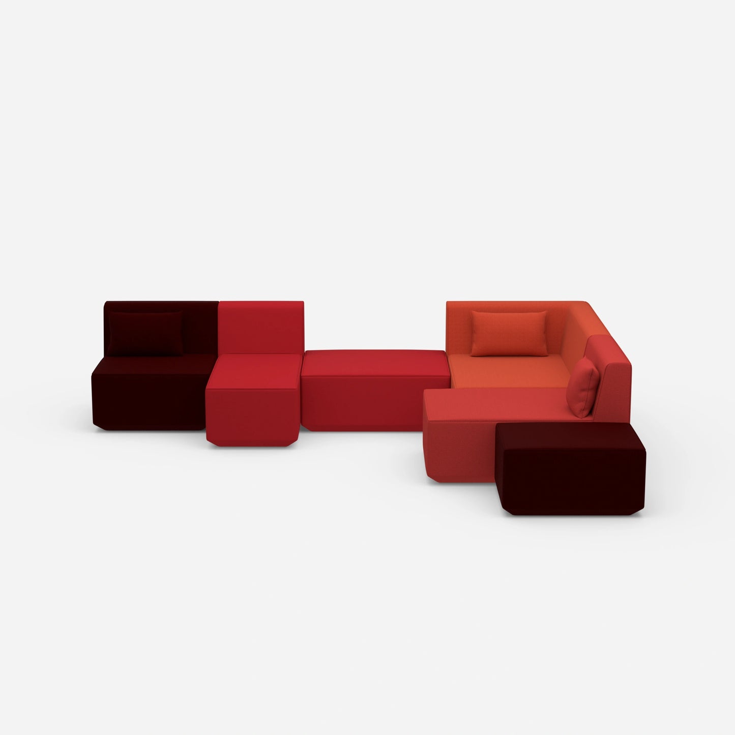 Sofa landscape with corner from the front