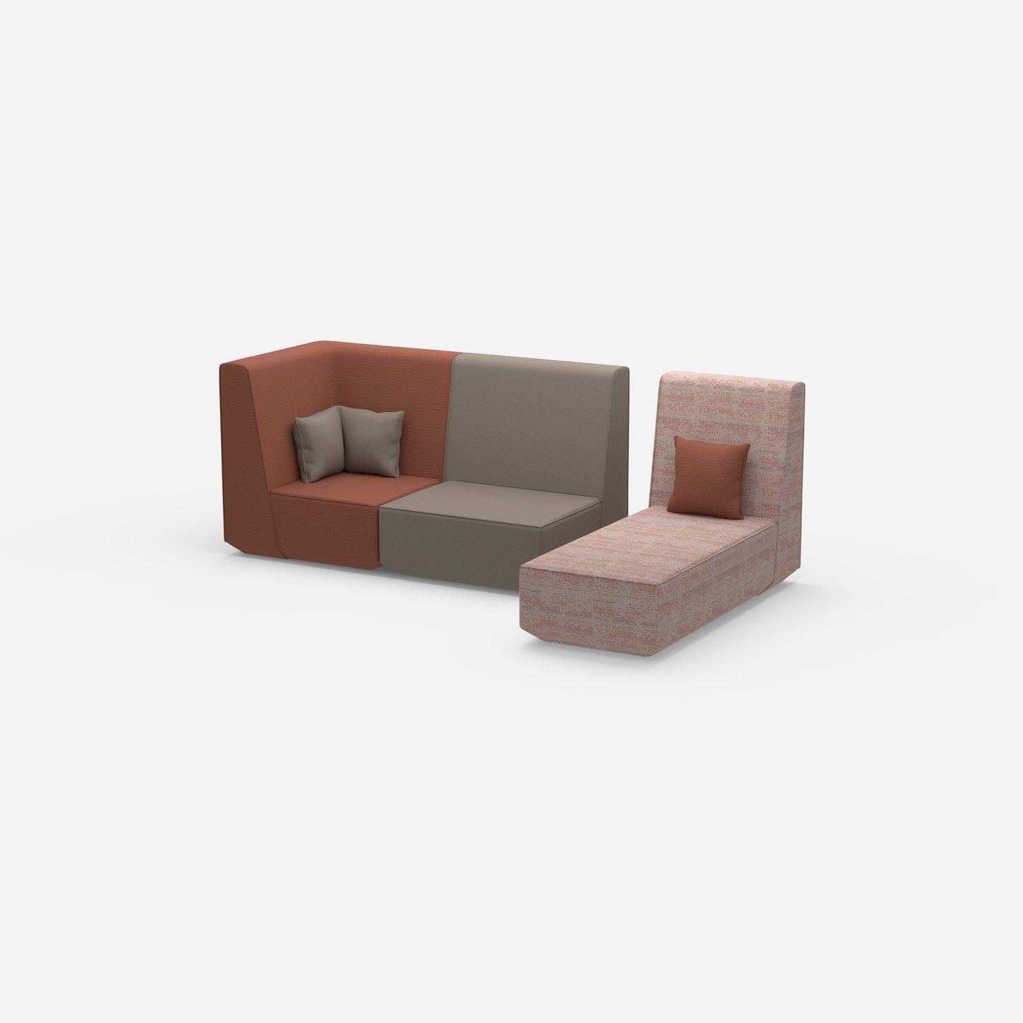Two-seater with chaise longue from the side