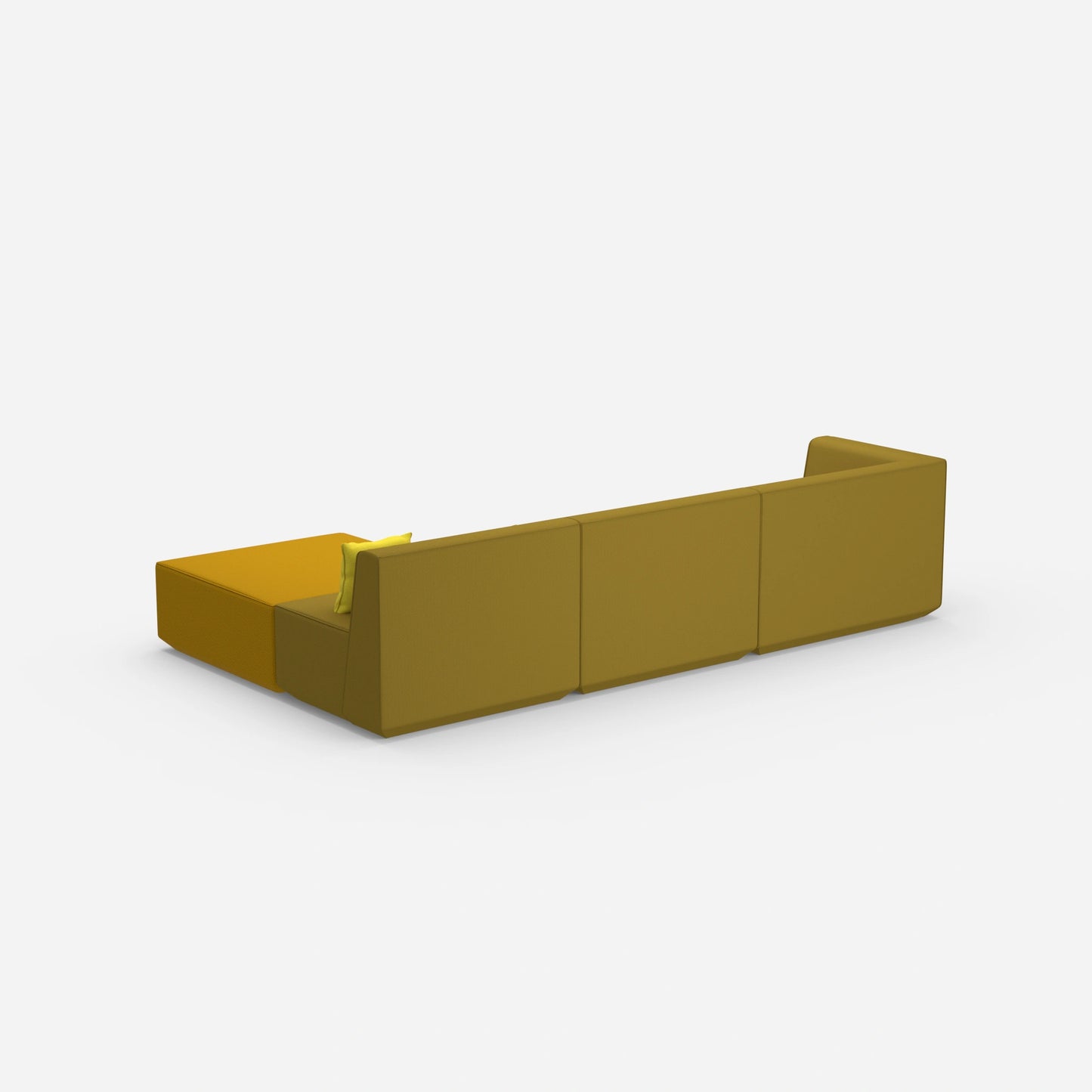 Canapé d'angle jaune de dos