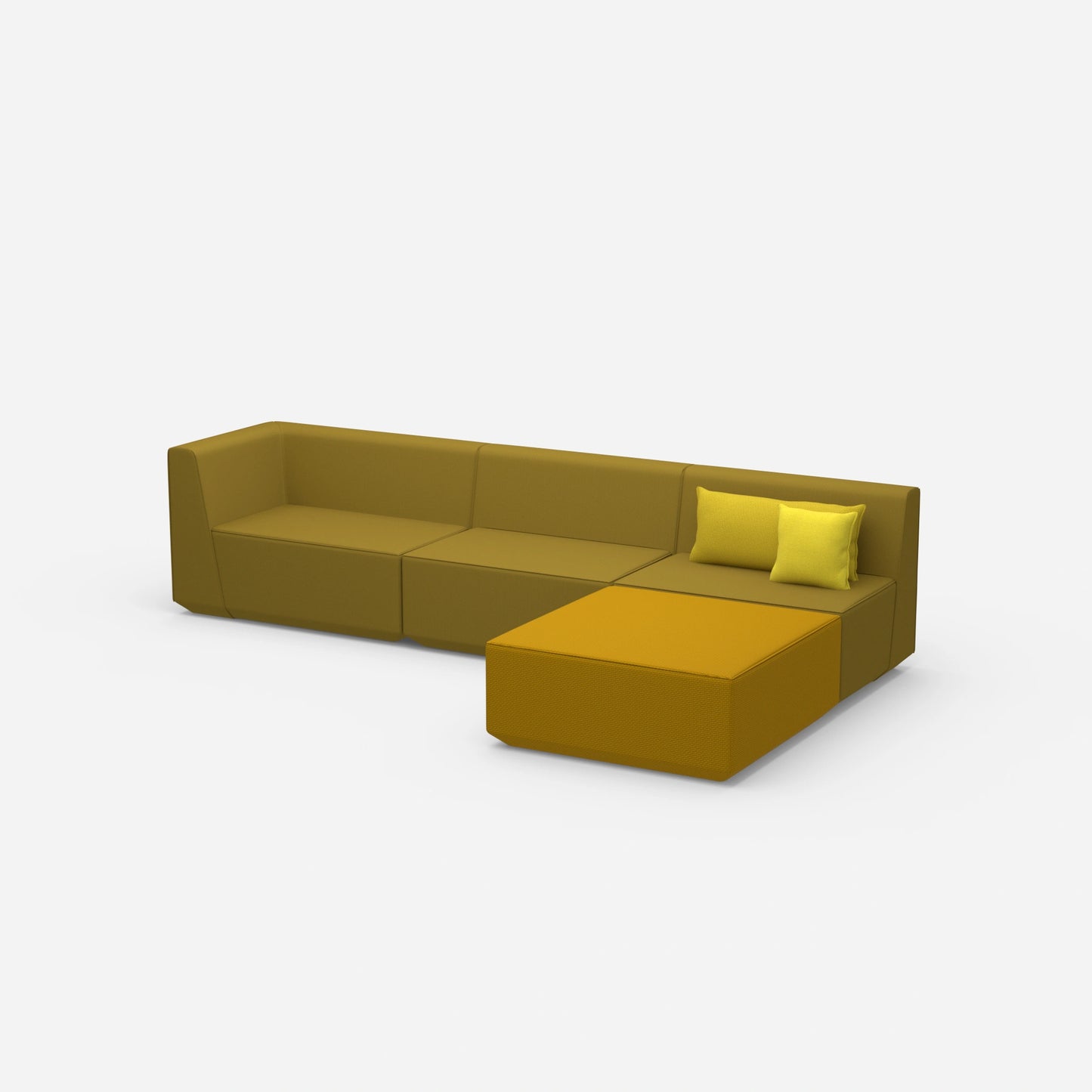 Canapé d'angle jaune de côté