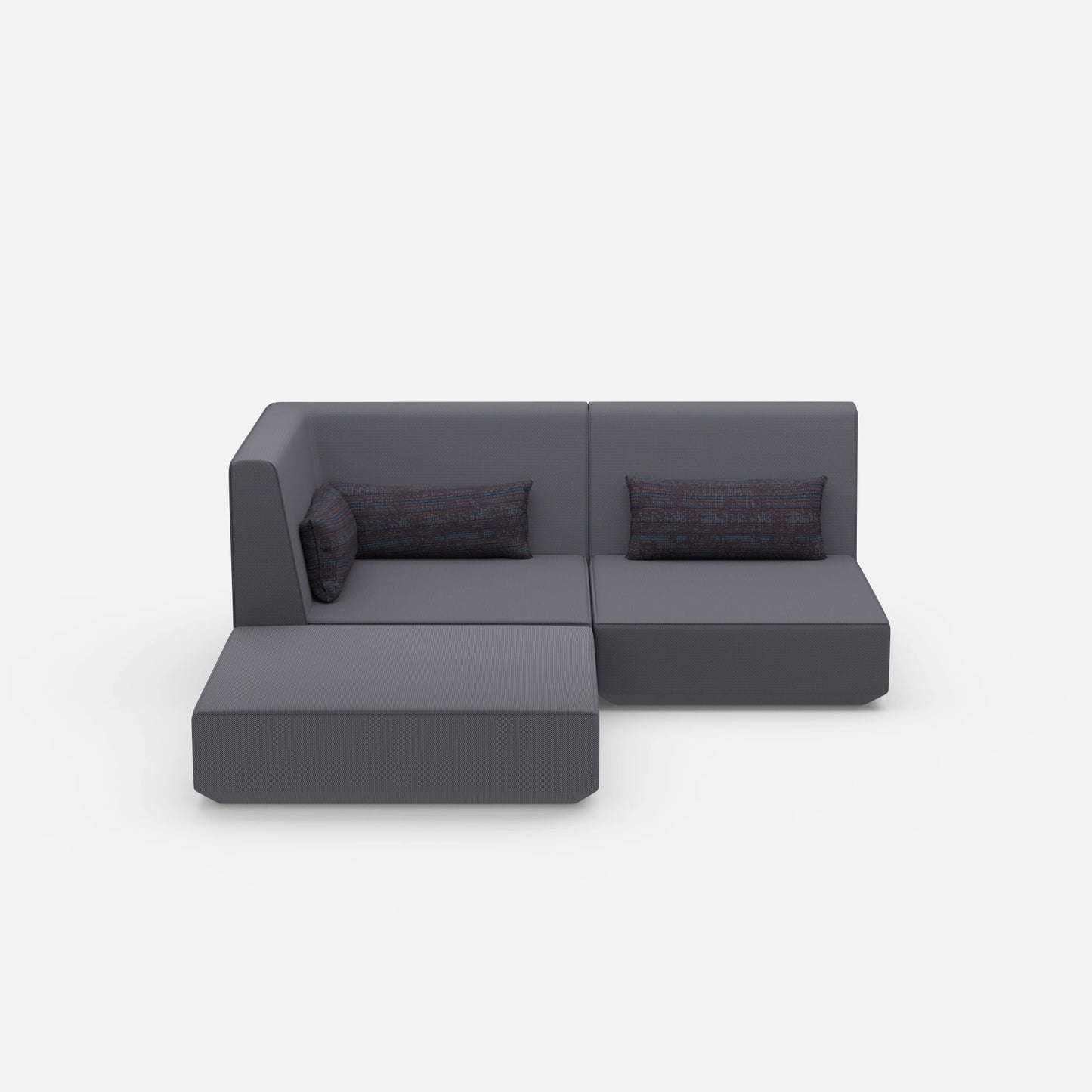 Canapé d'angle avec assise profonde et dossier haut de face