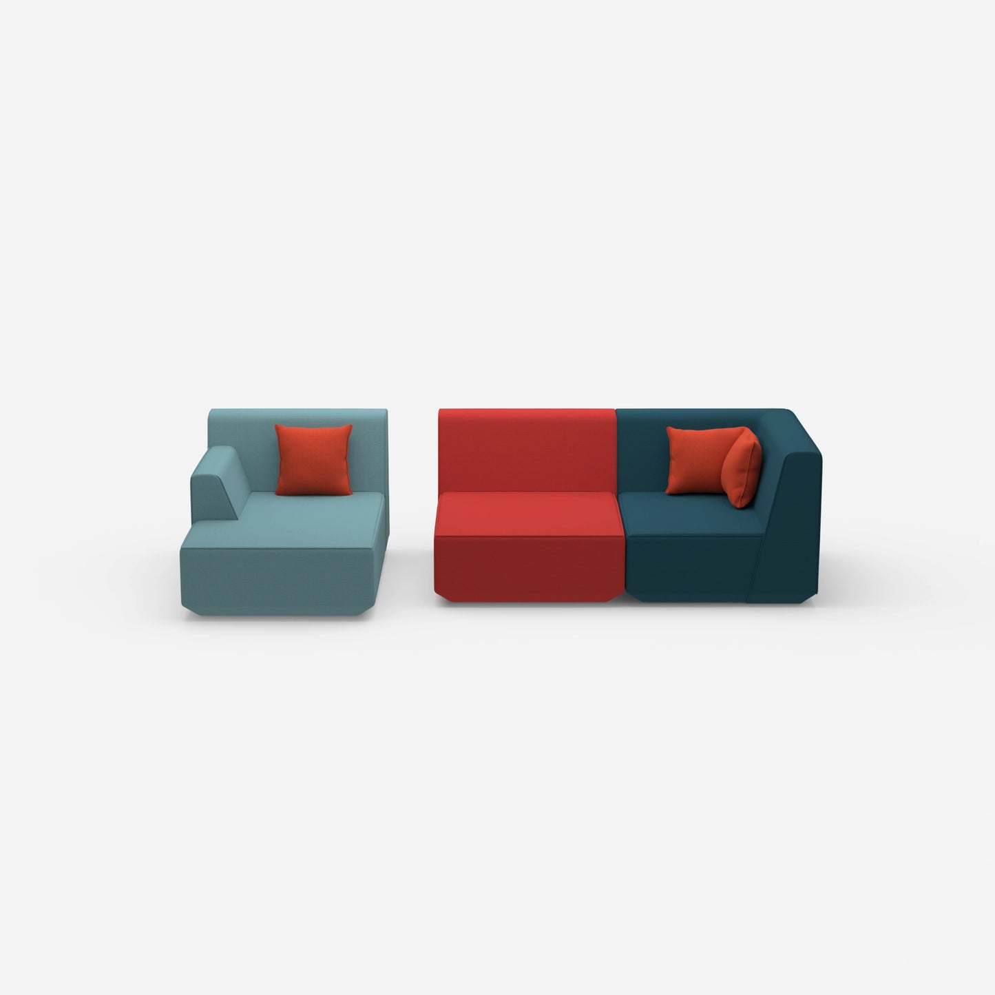 Canapé modulable pour 2 personnes avec pouf de face