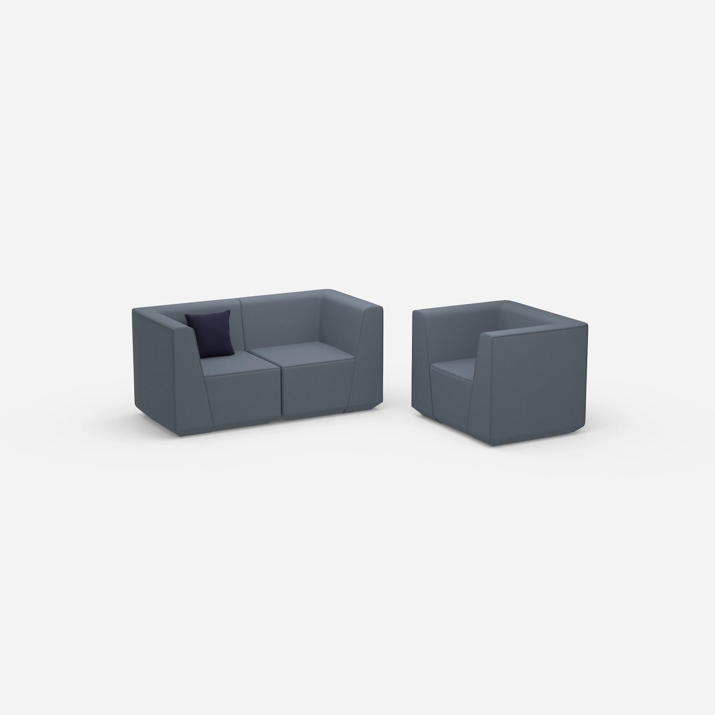 Canapé modulaire avec fauteuil vu de côté