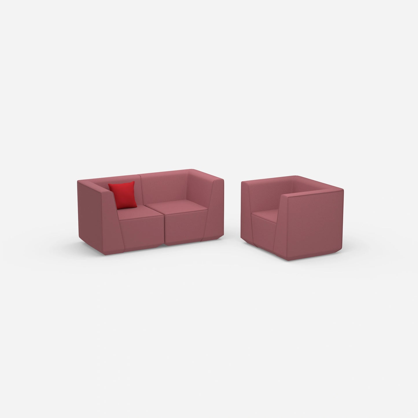 Canapé modulaire avec fauteuil vu de côté