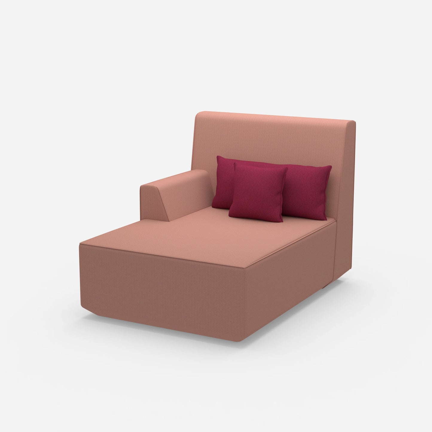 Chaise longue rose de 100 cm de large sur le côté