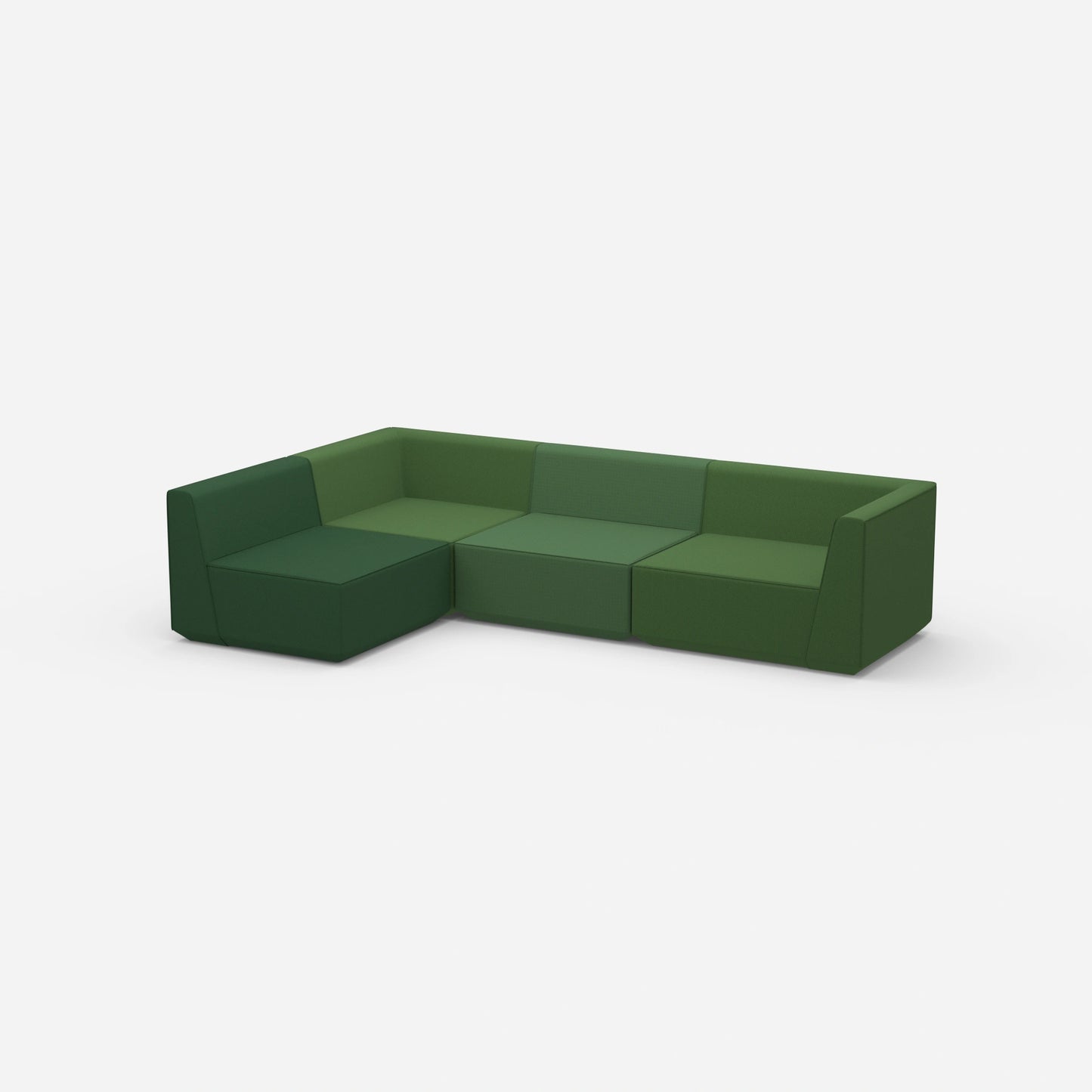 Divano angolare in verde visto di lato