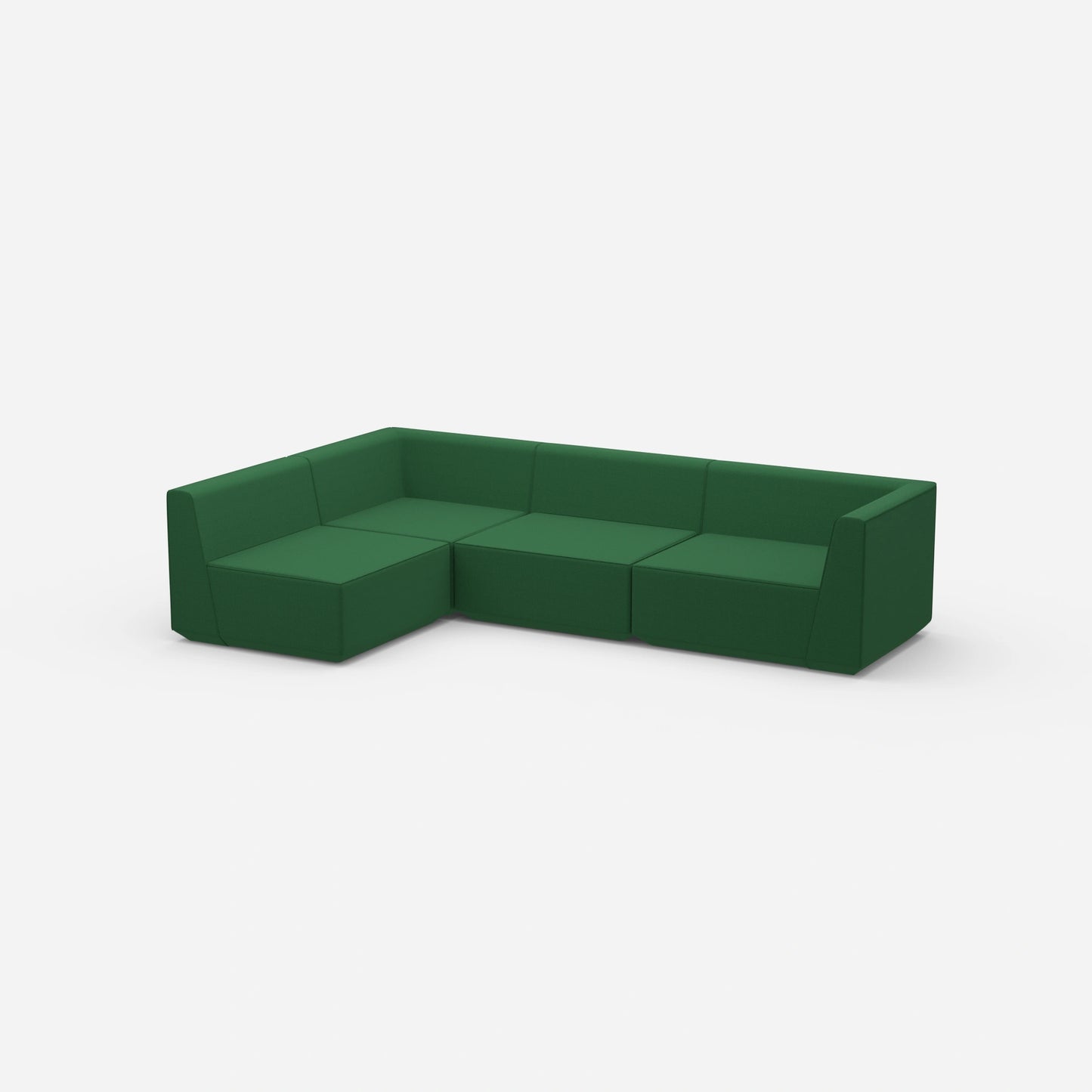 Divano angolare in verde visto di lato