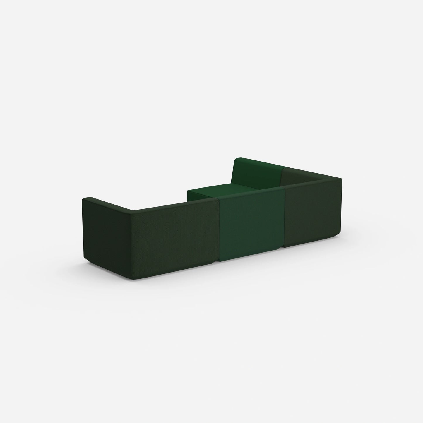 Divano ad angolo in verde da dietro