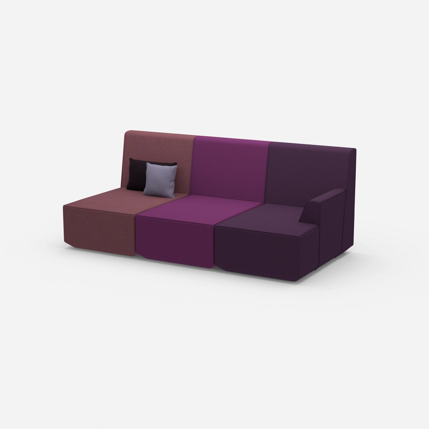 Divano home cinema 3 posti visto lateralmente