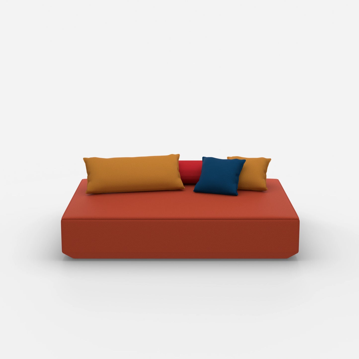 Pouf moderno di grandi dimensioni visto frontalmente