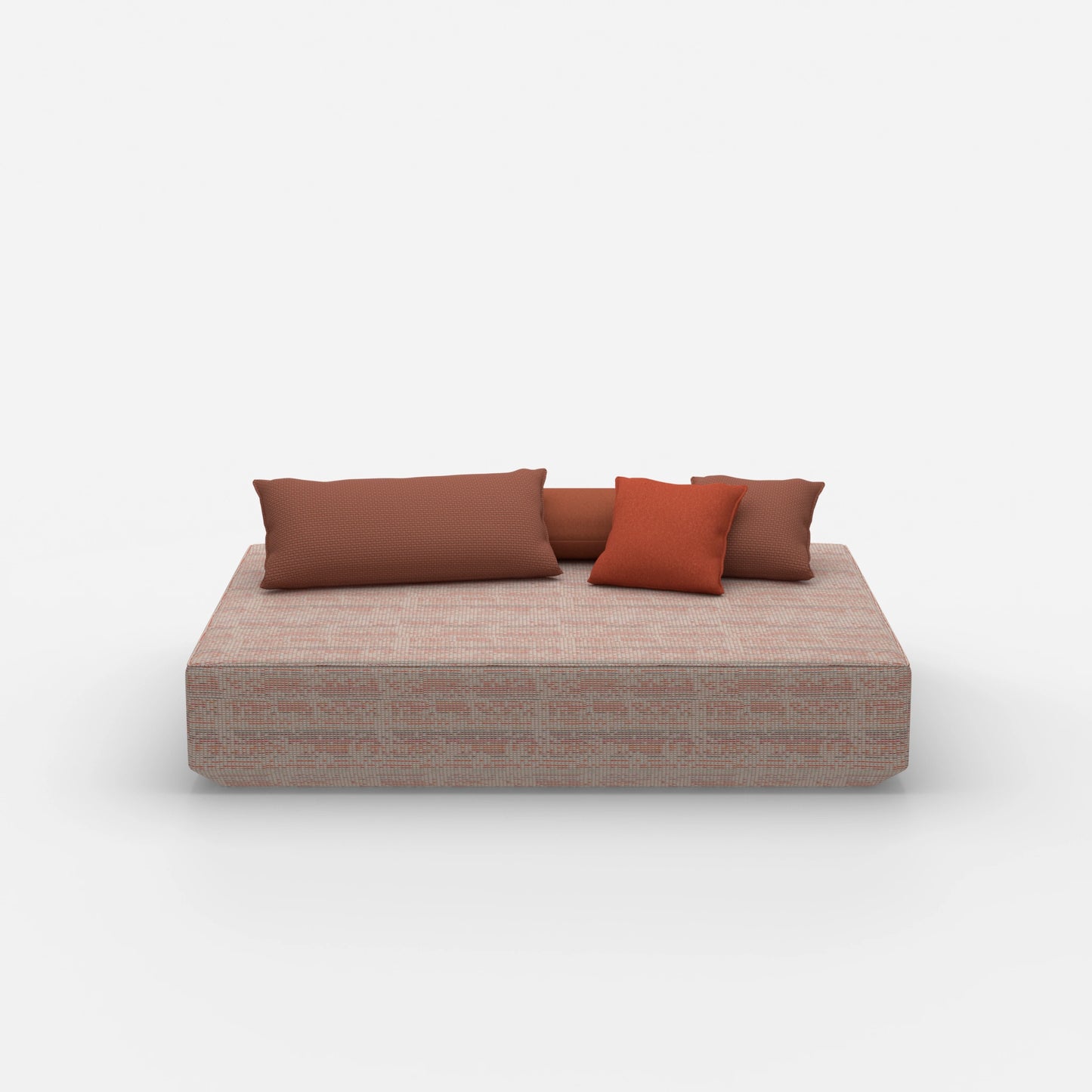 Pouf moderno di grandi dimensioni visto frontalmente