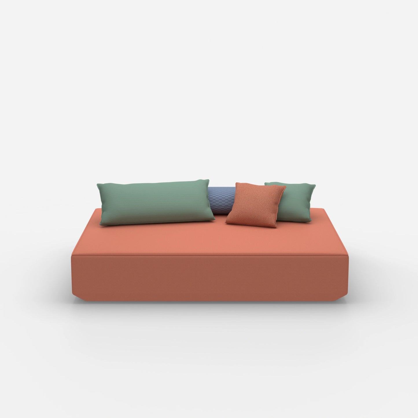 Pouf moderno di grandi dimensioni visto frontalmente