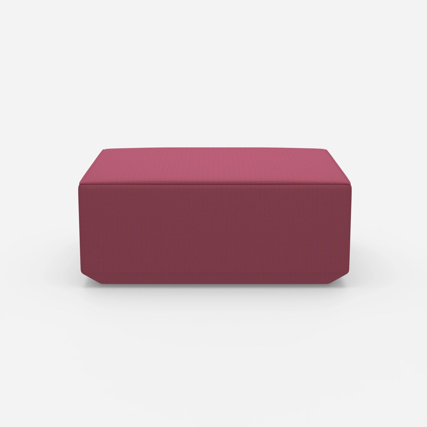 Pouf moderno rosa visto frontalmente