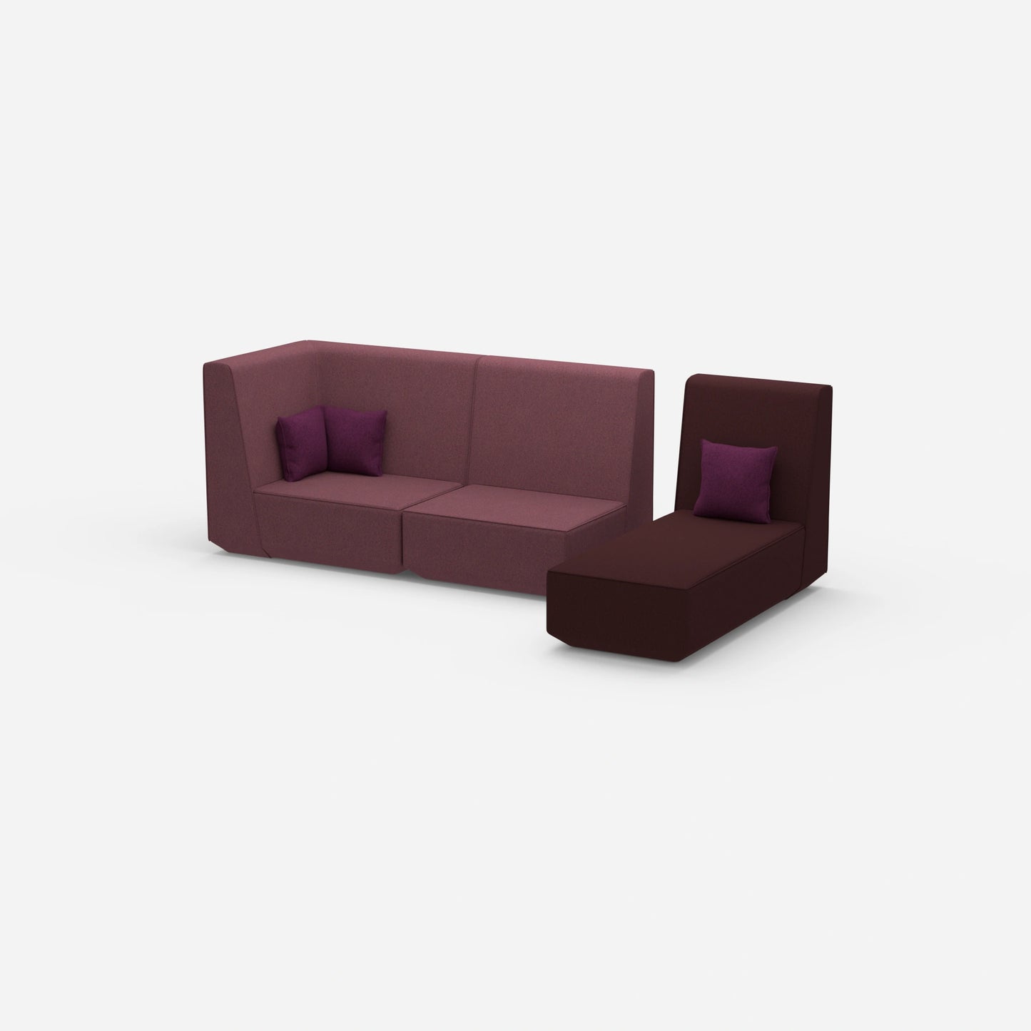 Divano componibile a 2 posti con chaise longue laterale