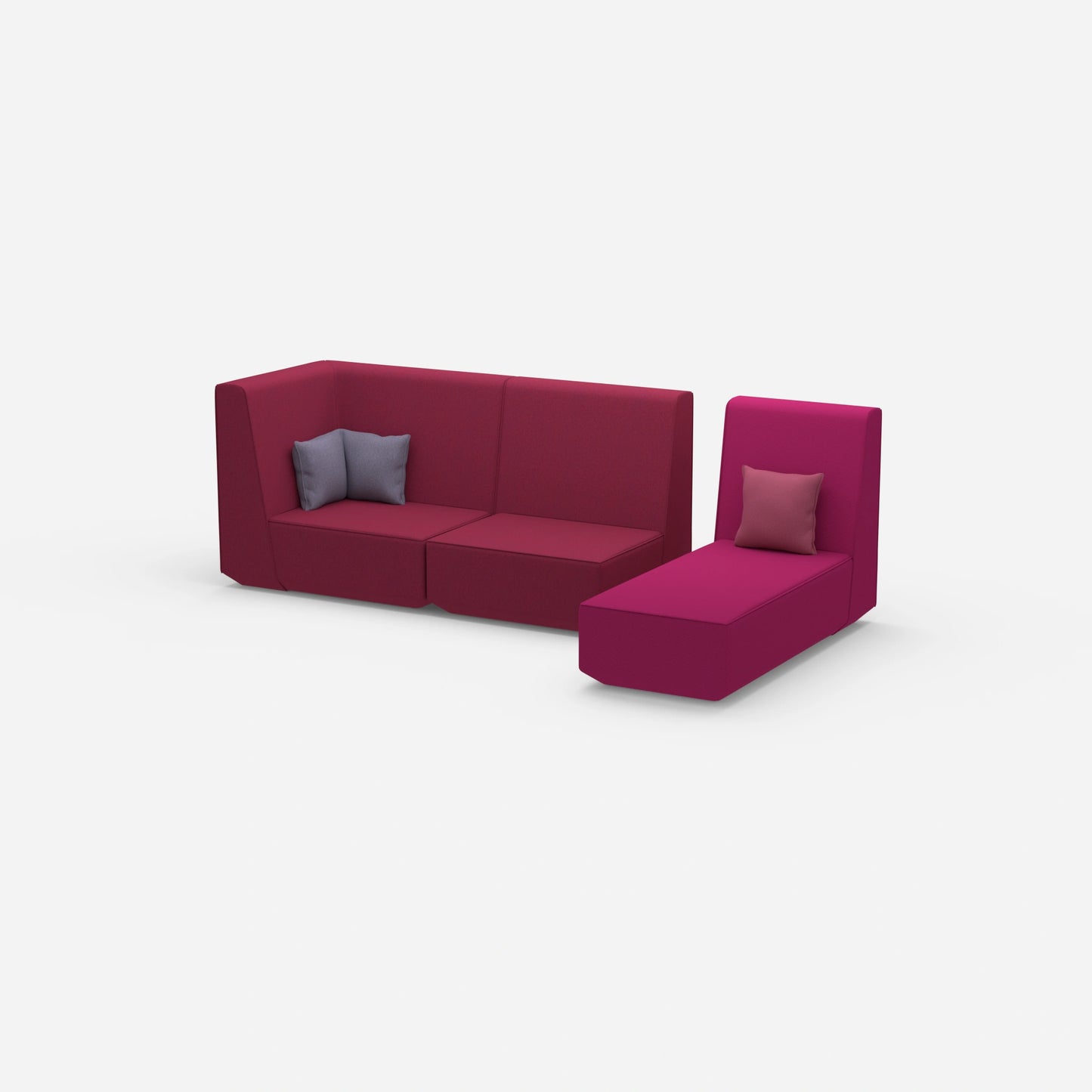 Divano componibile a 2 posti con chaise longue laterale