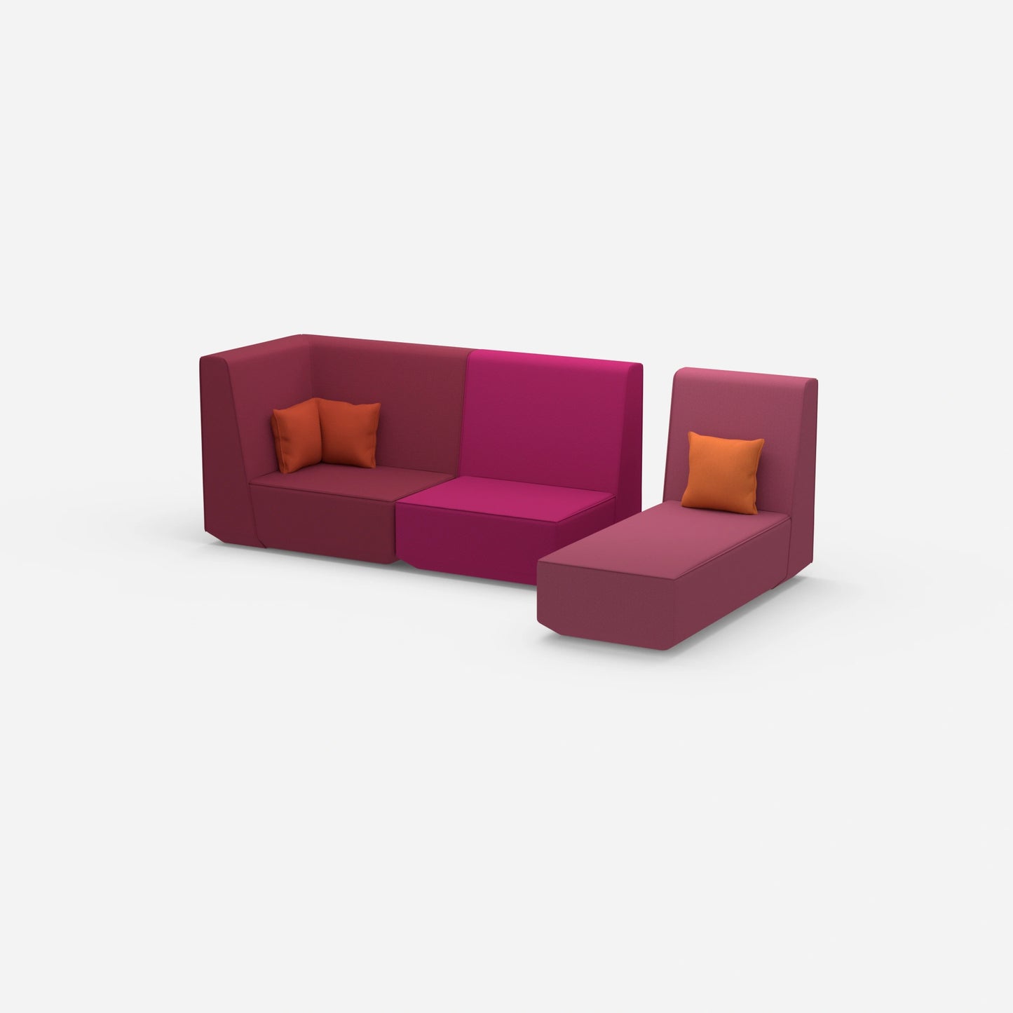 Divano componibile a 2 posti con chaise longue laterale
