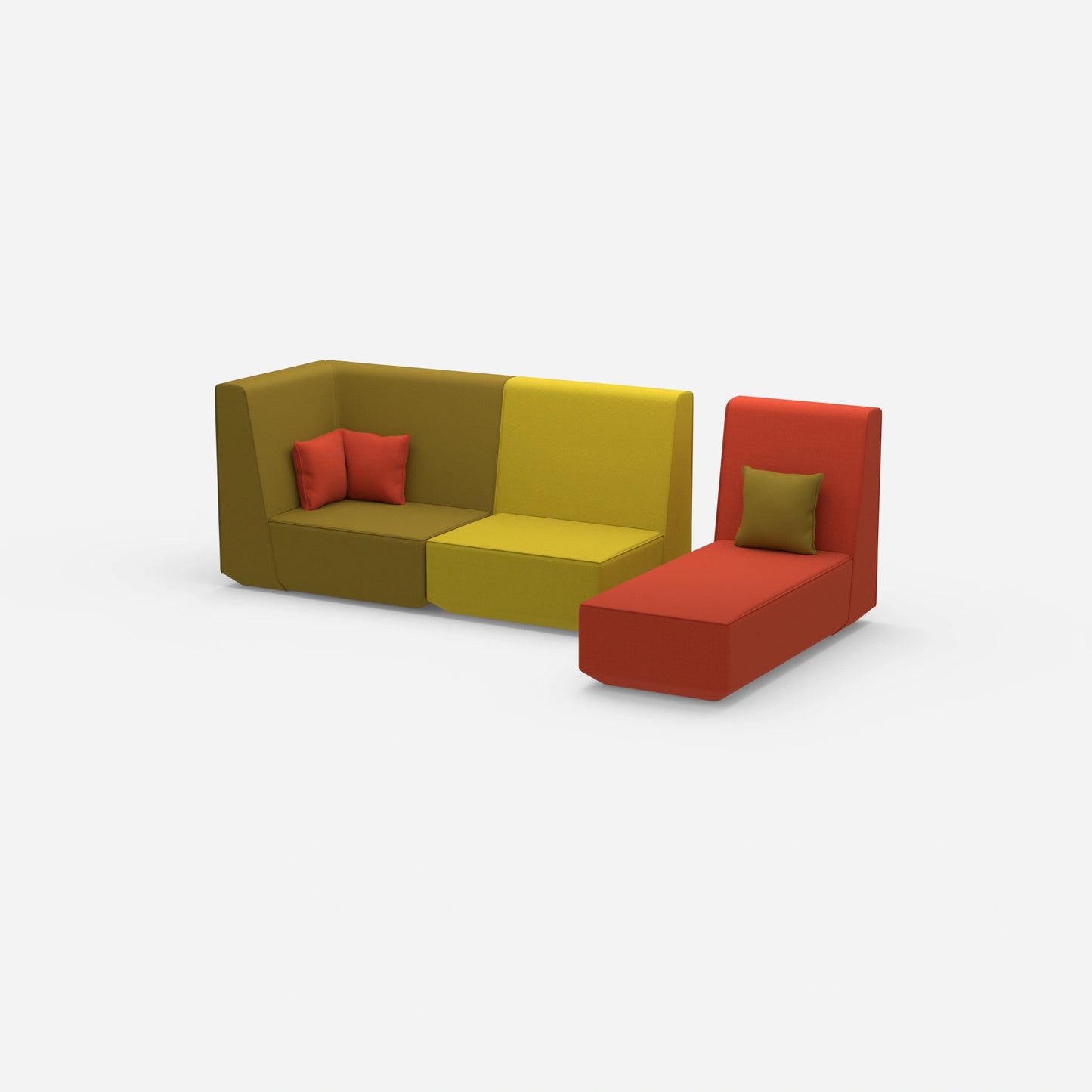 Divano componibile a 2 posti con chaise longue laterale