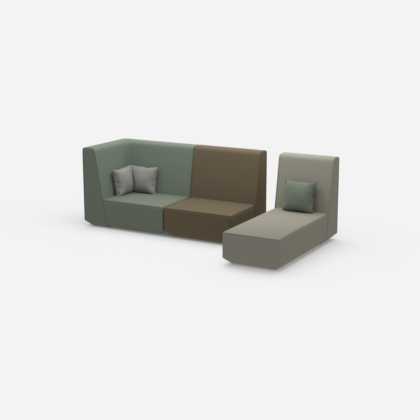 Divano componibile a 2 posti con chaise longue laterale