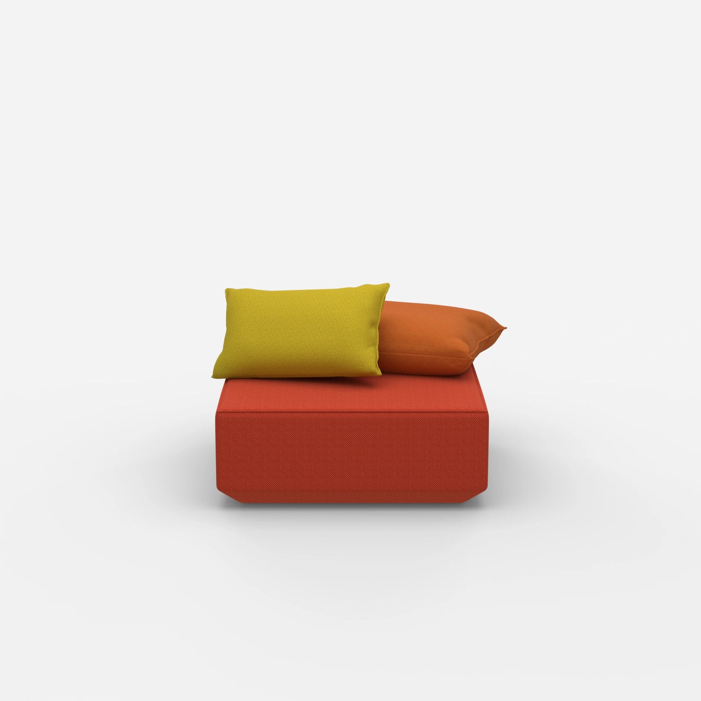 Pouf quadrato visto frontalmente