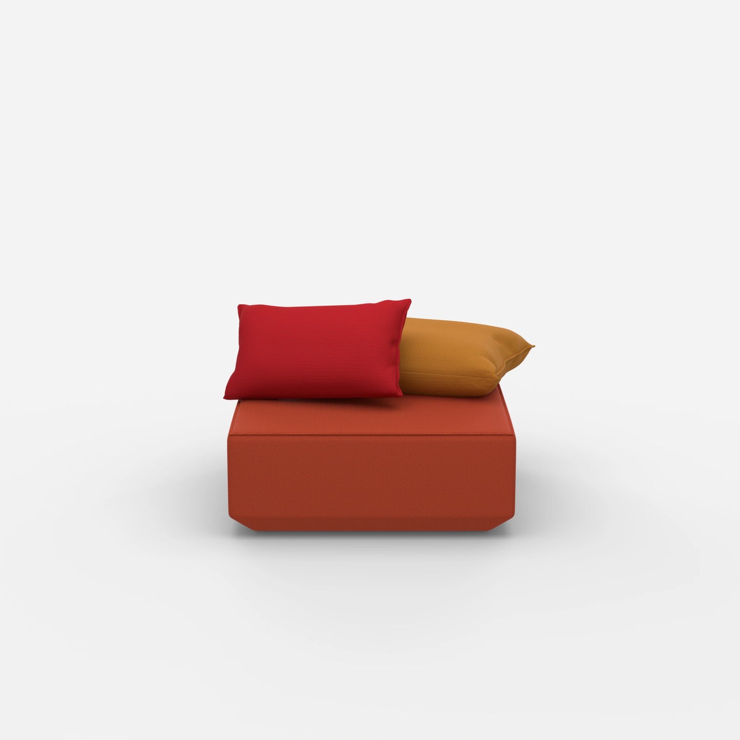 Pouf quadrato visto frontalmente
