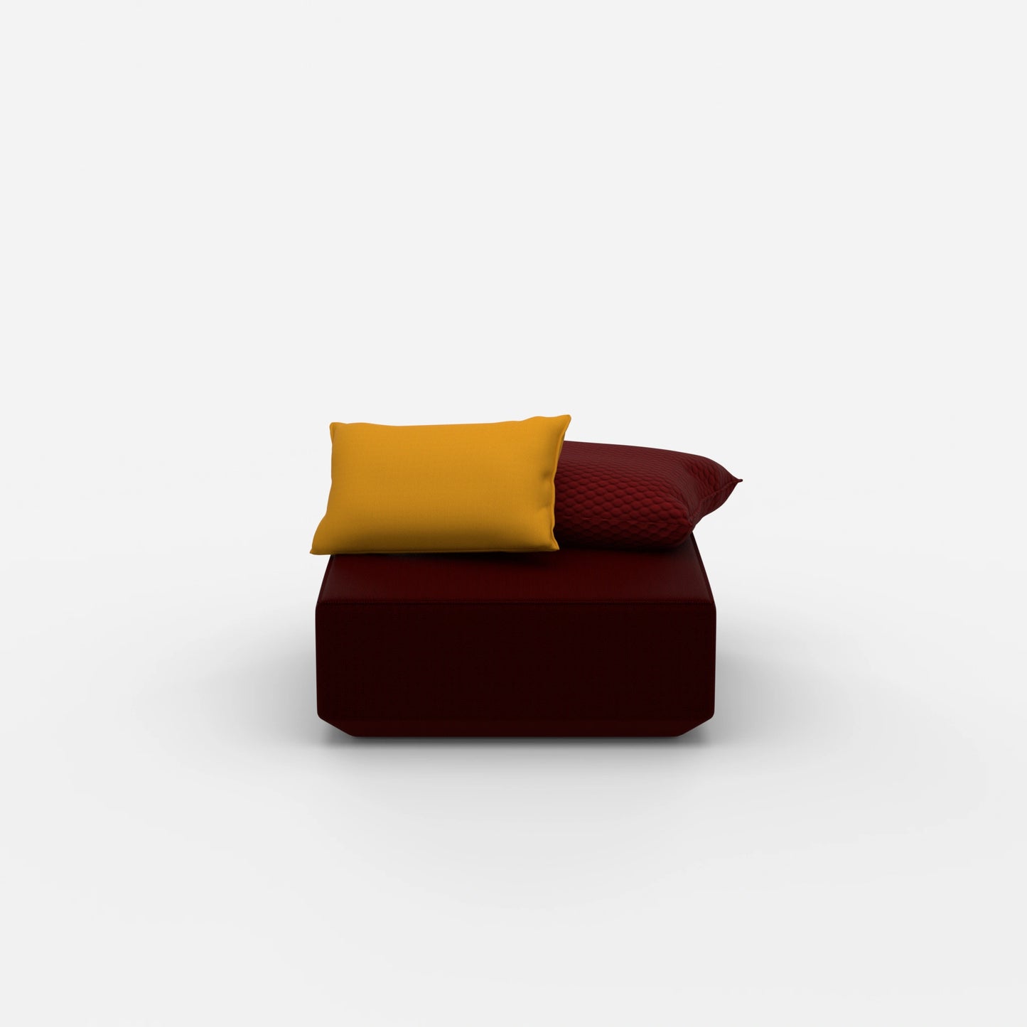 Pouf quadrato visto frontalmente