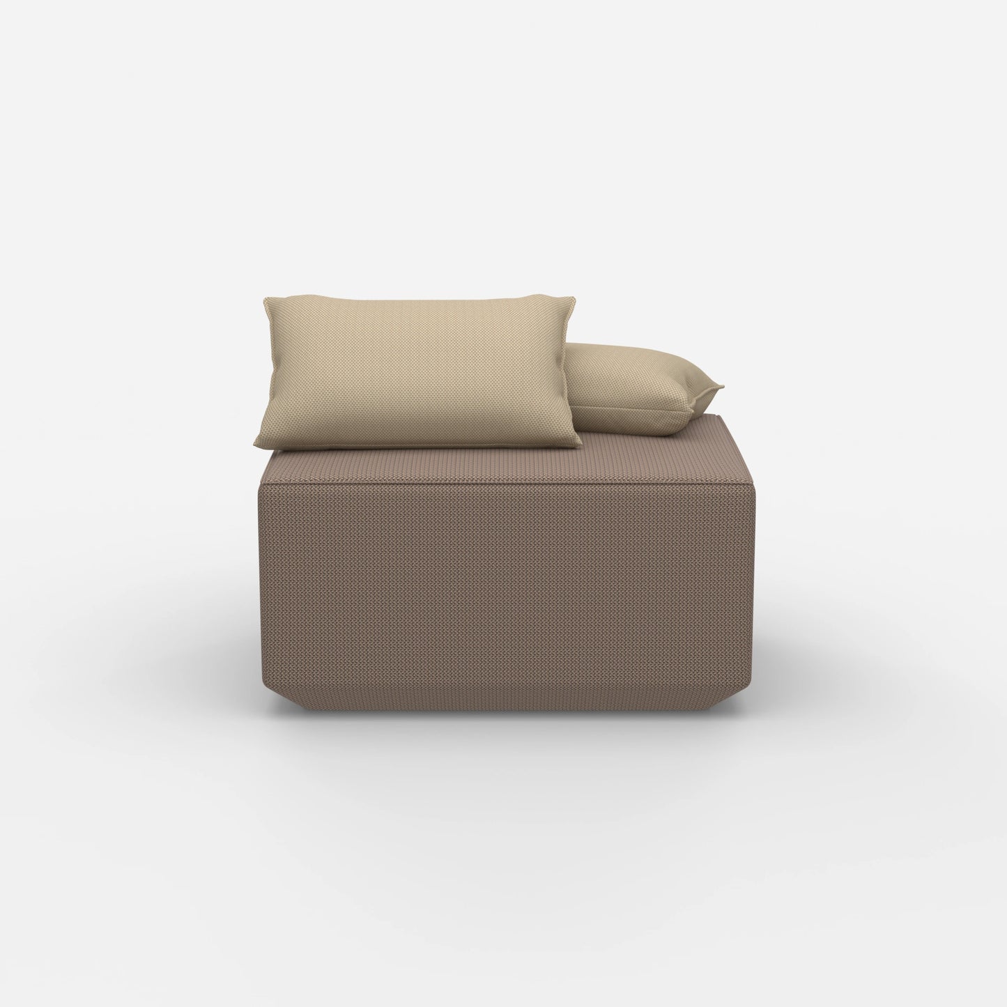 Pouf moderno color tortora visto di fronte
