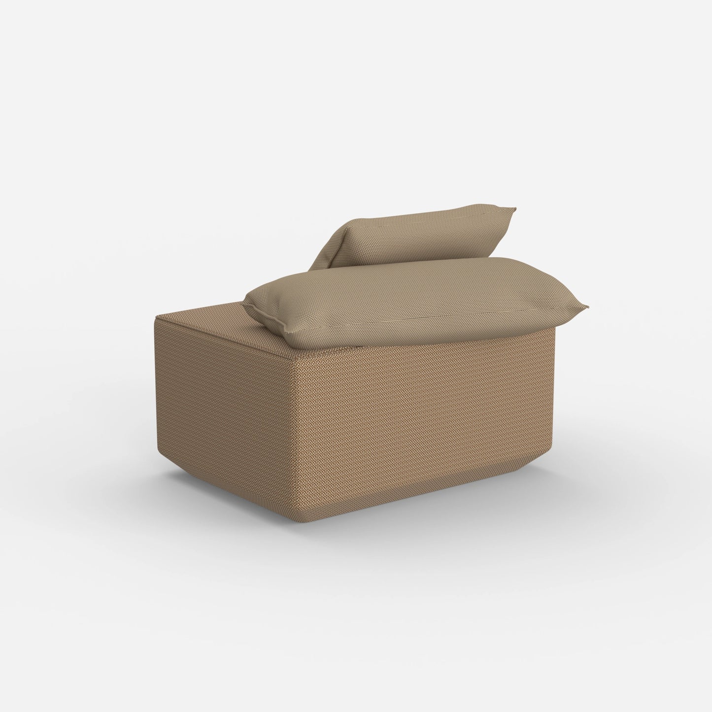 Seduta pouf moderna color tortora vista da dietro