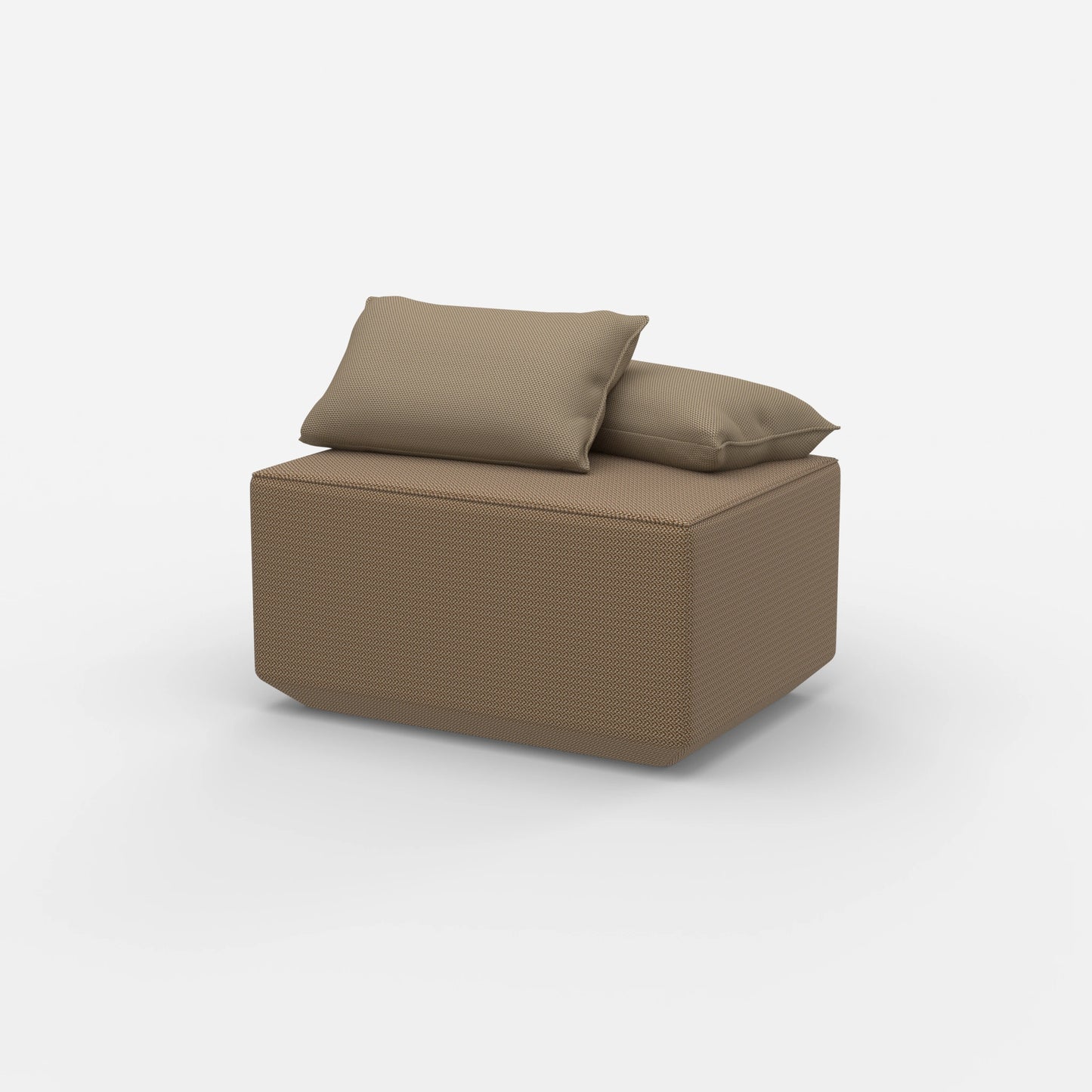 Pouf seduta tortora moderno visto di lato