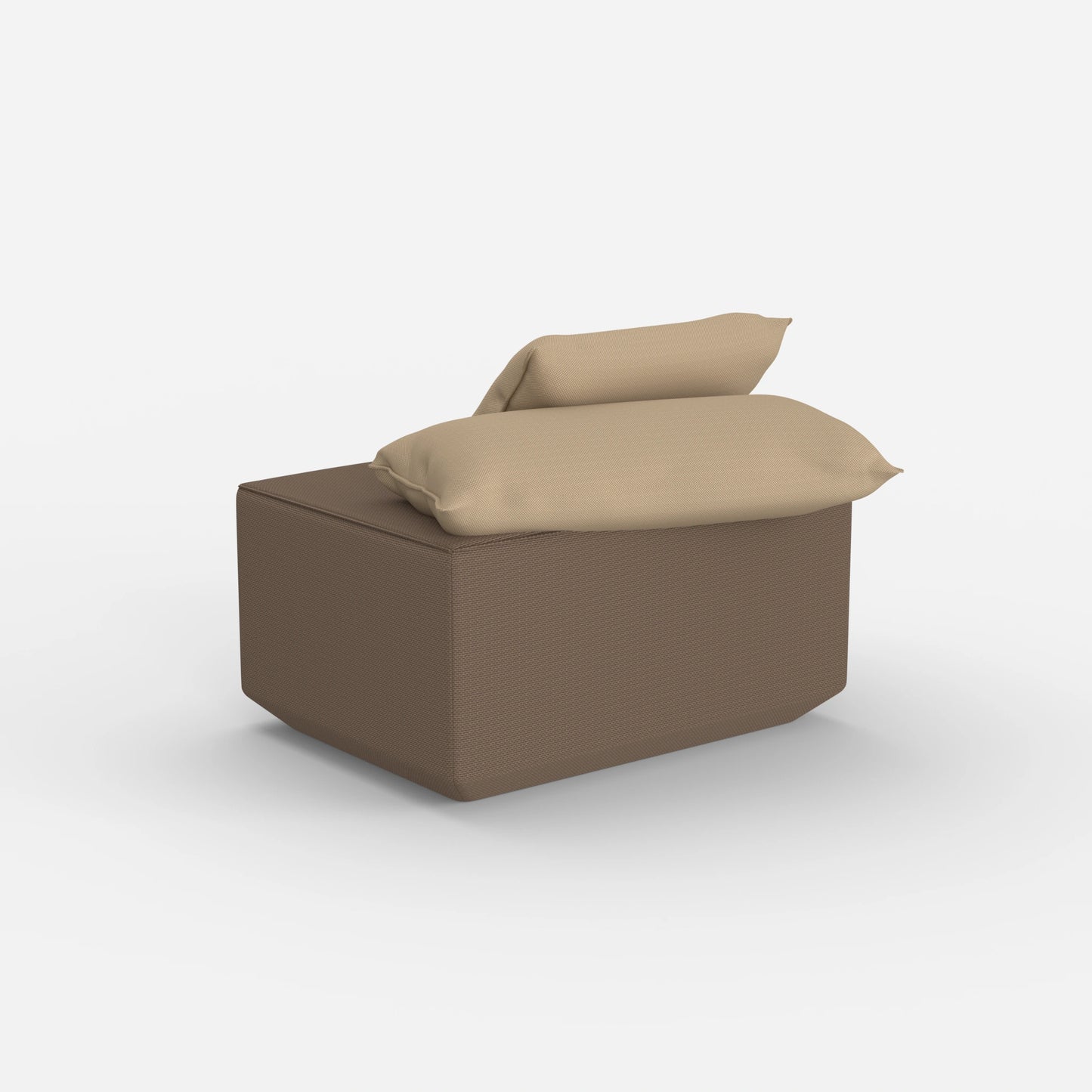 Seduta pouf moderna color tortora vista da dietro