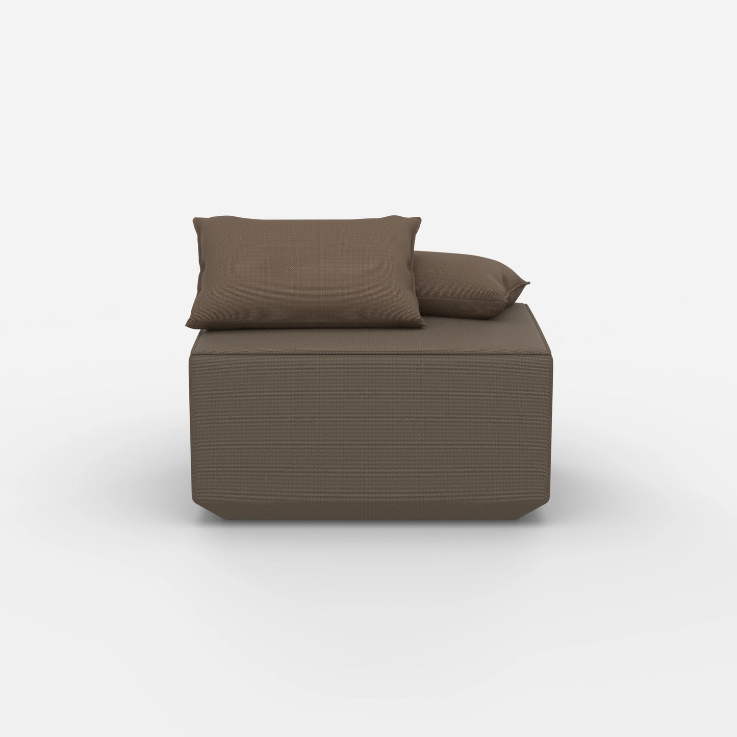 Pouf moderno color tortora visto di fronte