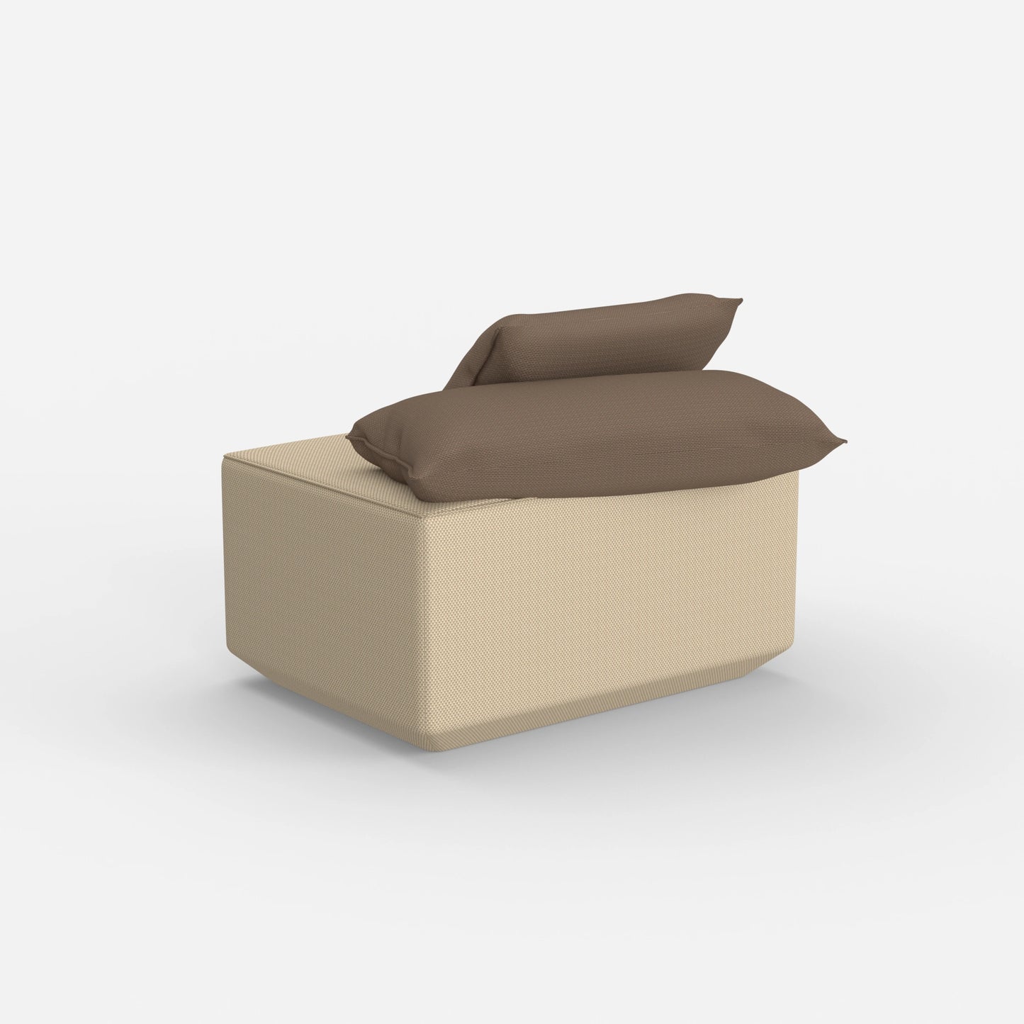 Seduta pouf moderna color tortora vista da dietro