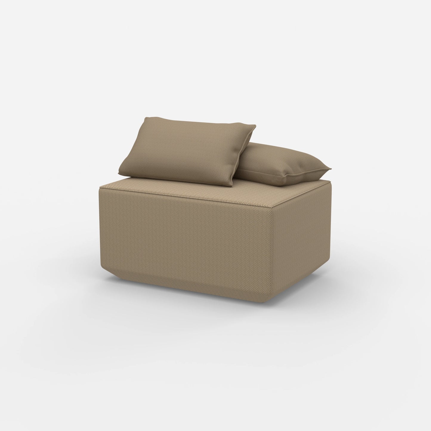 Pouf seduta tortora moderno visto di lato