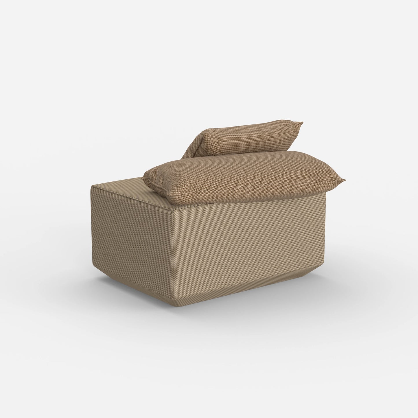 Seduta pouf moderna color tortora vista da dietro