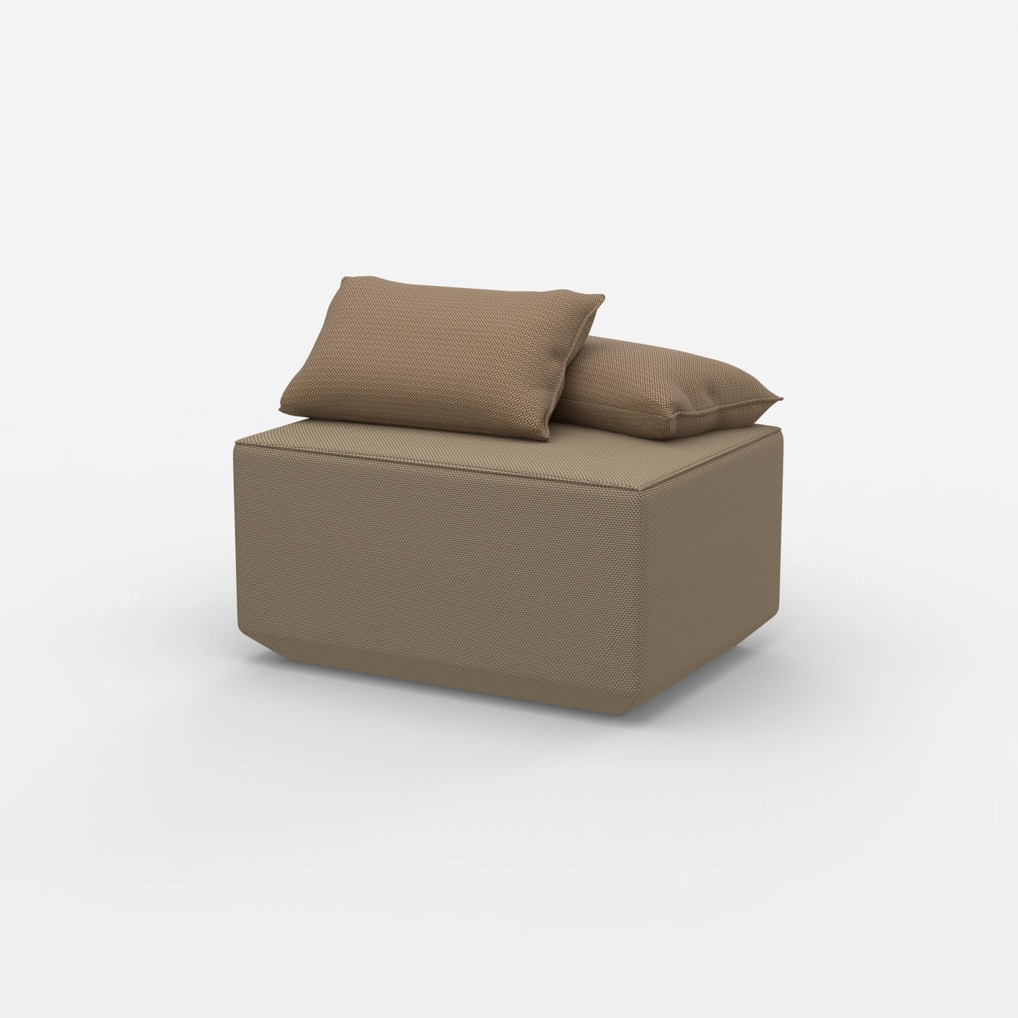 Pouf seduta tortora moderno visto di lato