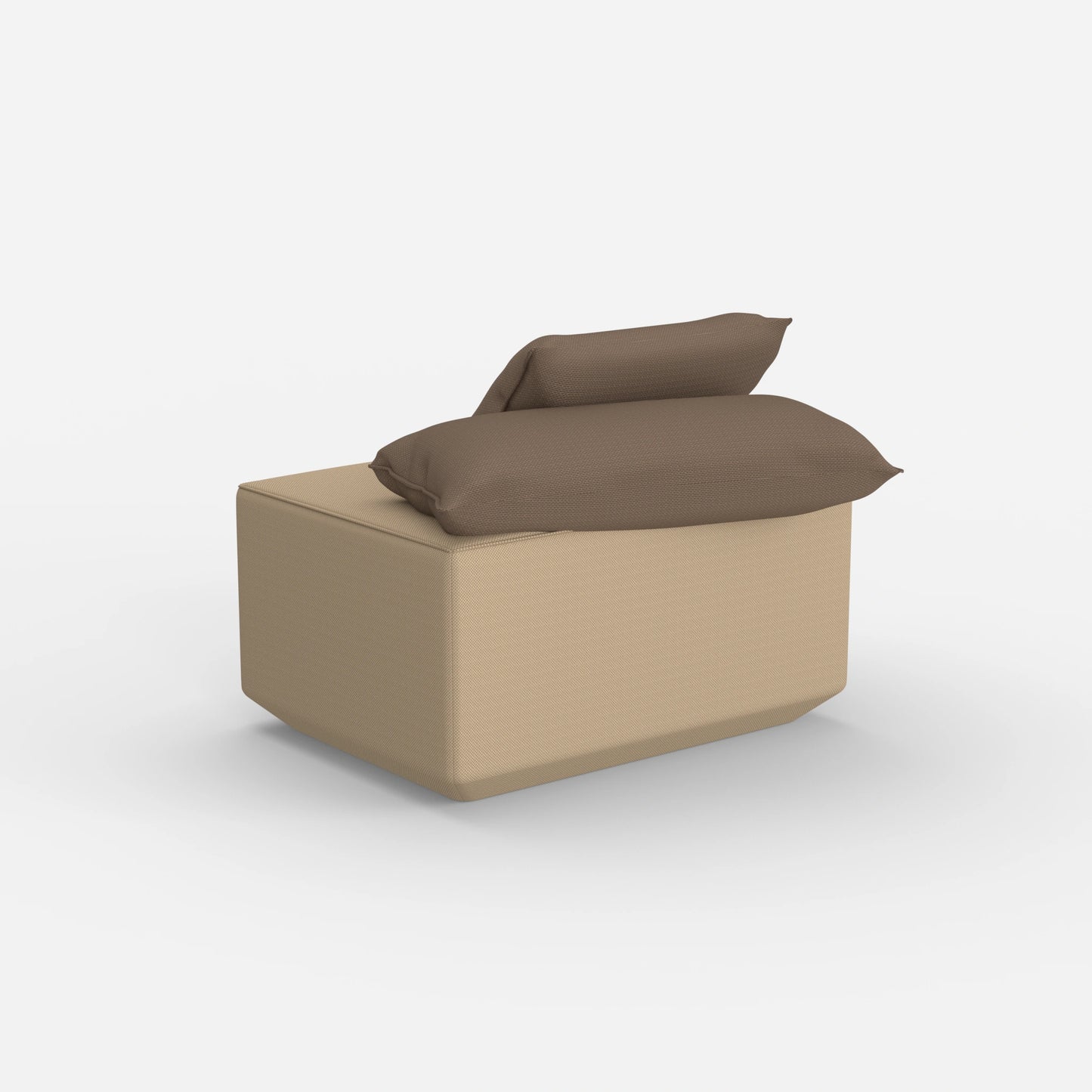 Seduta pouf moderna color tortora vista da dietro