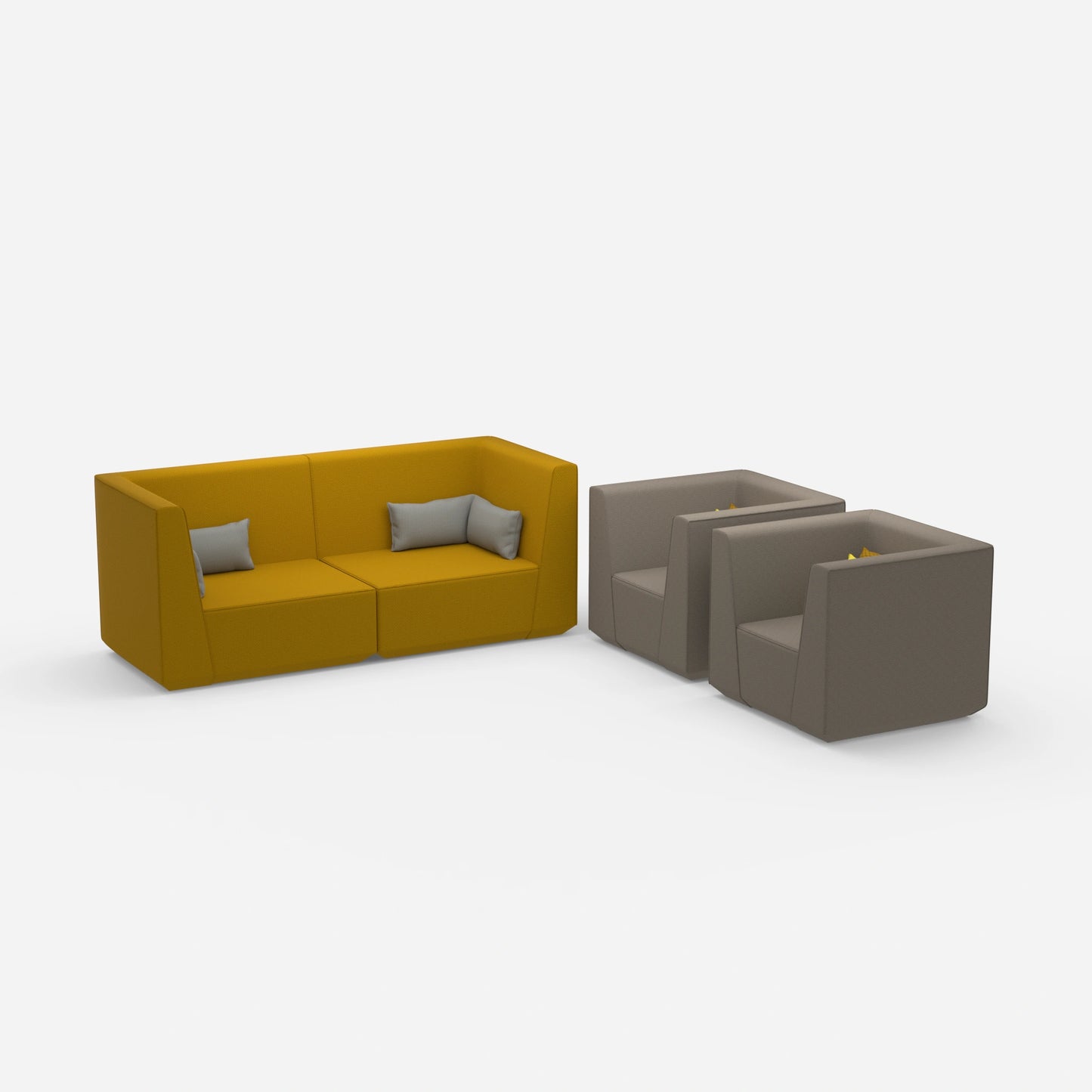 2 Sessel mit Sofa von der Seite