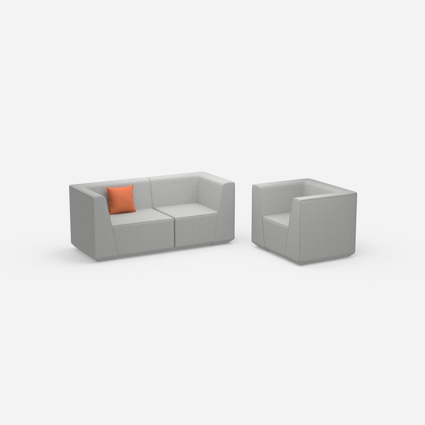 2 Sitzer Sofa mit Sessel 270 cm breit von der Seite
