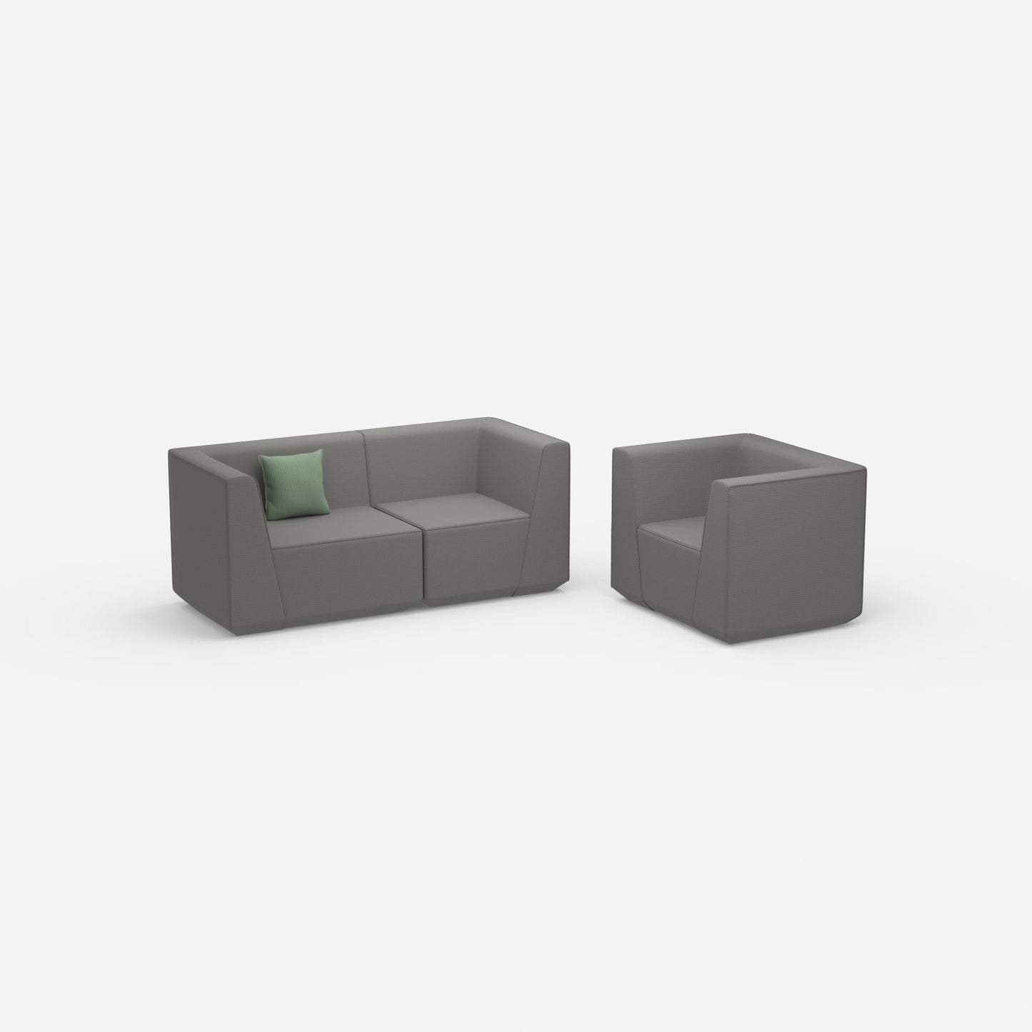 2 Sitzer Sofa mit Sessel 270 cm breit von der Seite