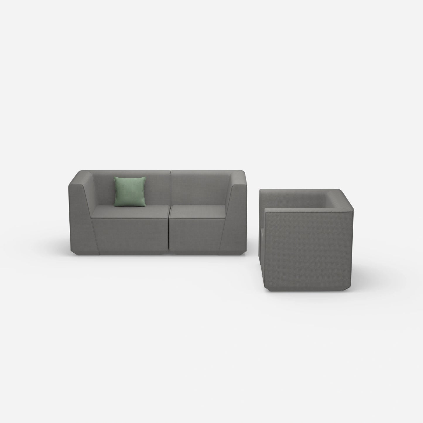 2 Sitzer Sofa mit Sessel 270 cm breit von vorne