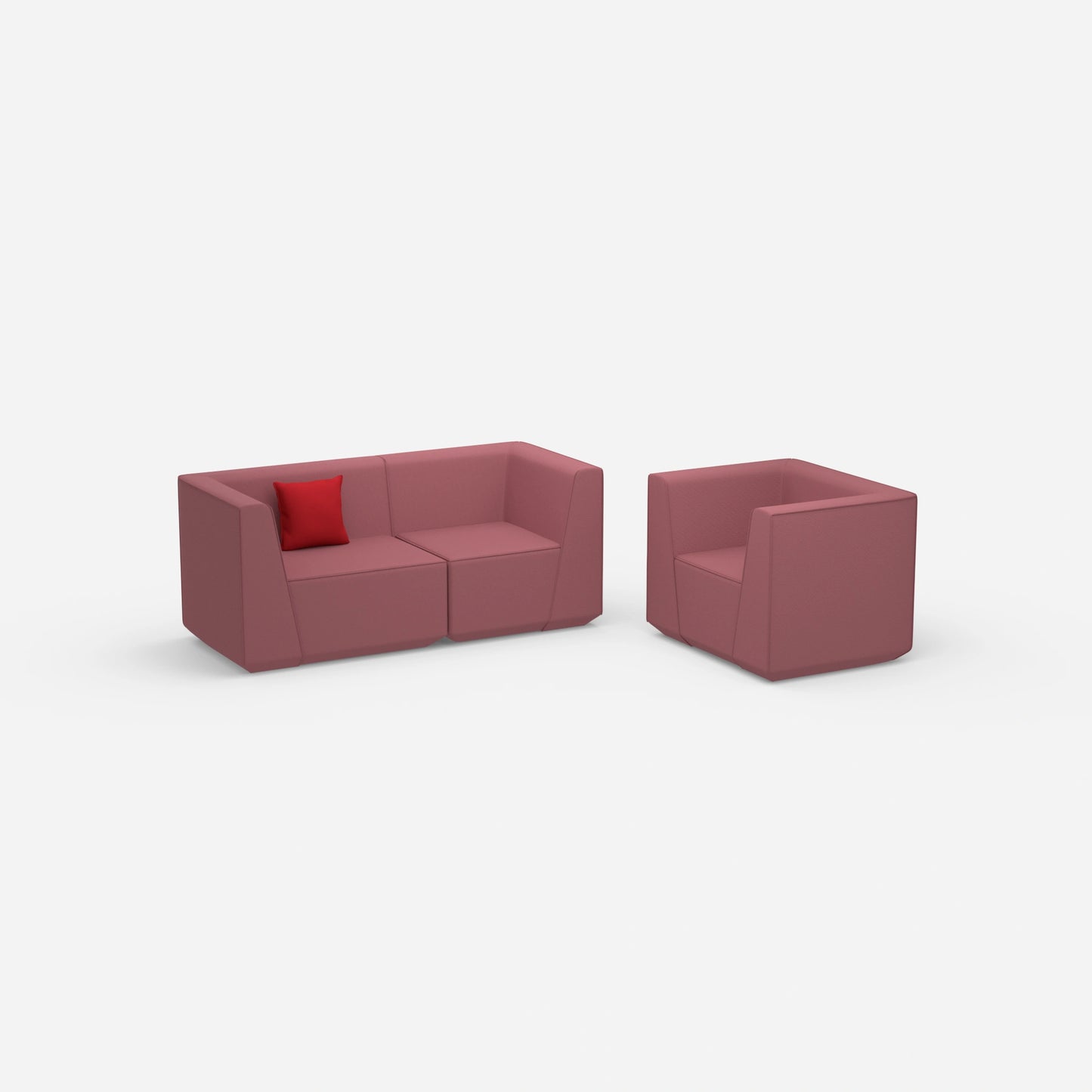 2 Sitzer Sofa mit Sessel 270 cm breit von der Seite