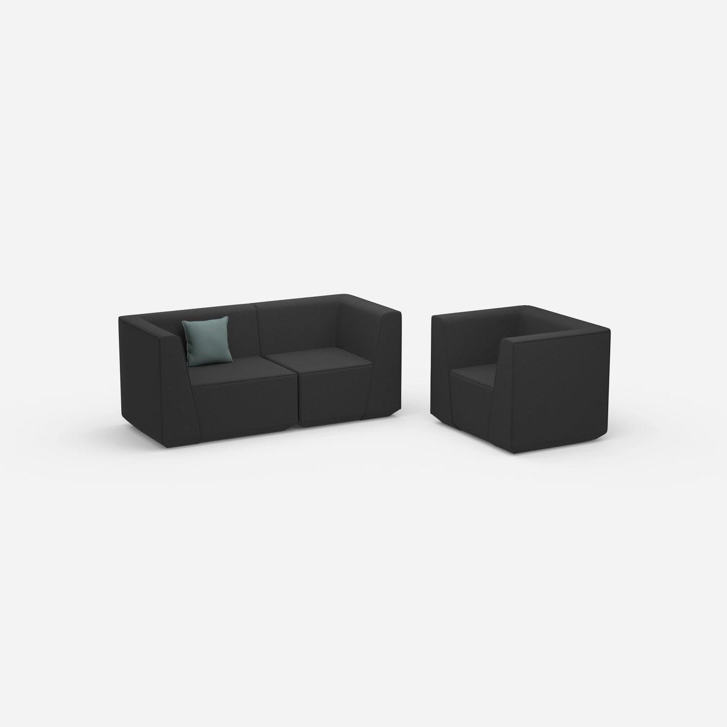 2 Sitzer Sofa mit Sessel 270 cm breit von der Seite