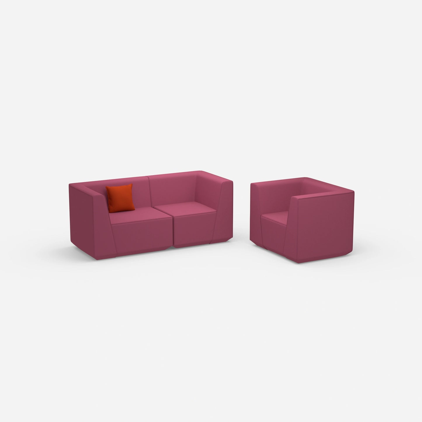 2 Sitzer Sofa mit Sessel 270 cm breit von der Seite